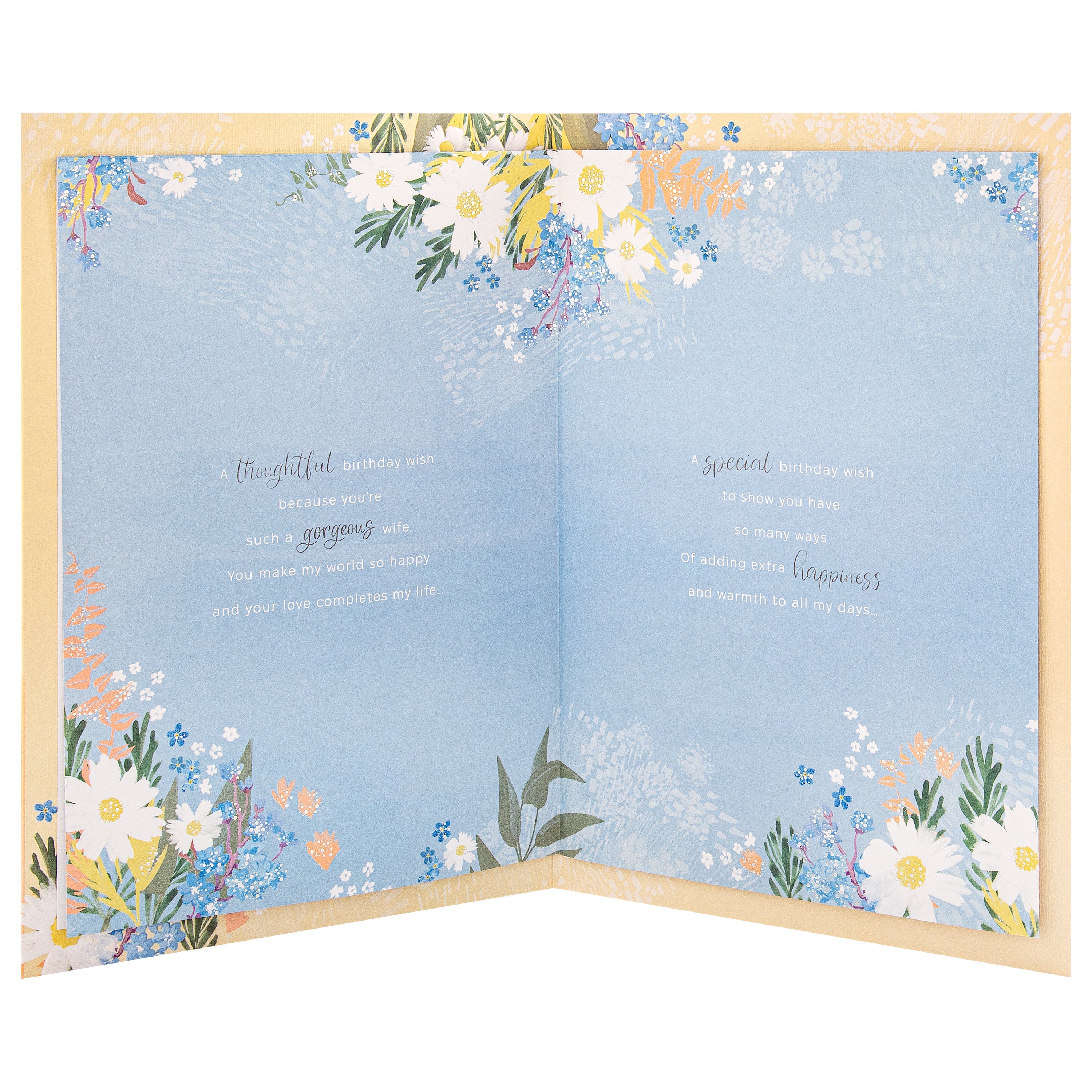 Birthday Card for Wife - Orange Florals Design & Heartfelt Verse - Image 3