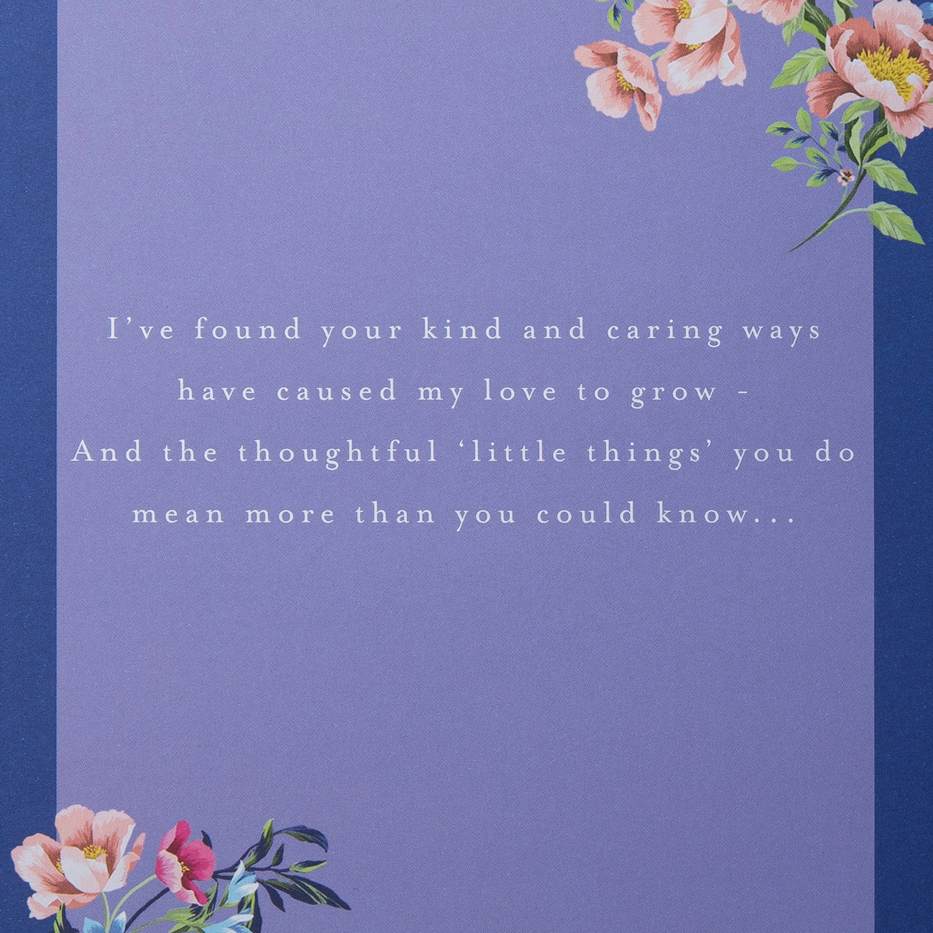 Birthday Card for Wife - Pink Traditional Floral Design with Heartfelt Verse - Image 3