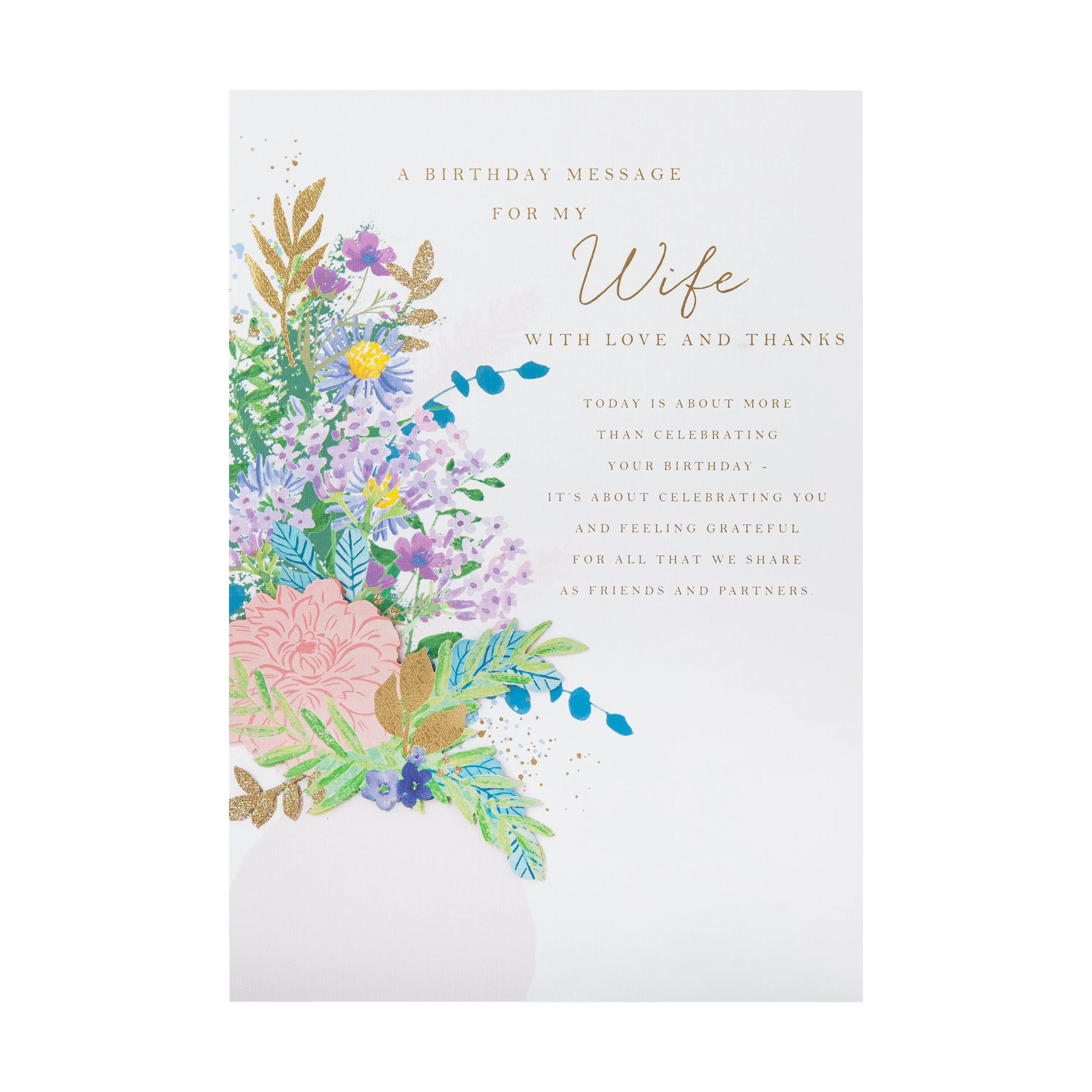 Birthday Card for Wife - Traditional Floral Design with Heartfelt Verse - Image 5