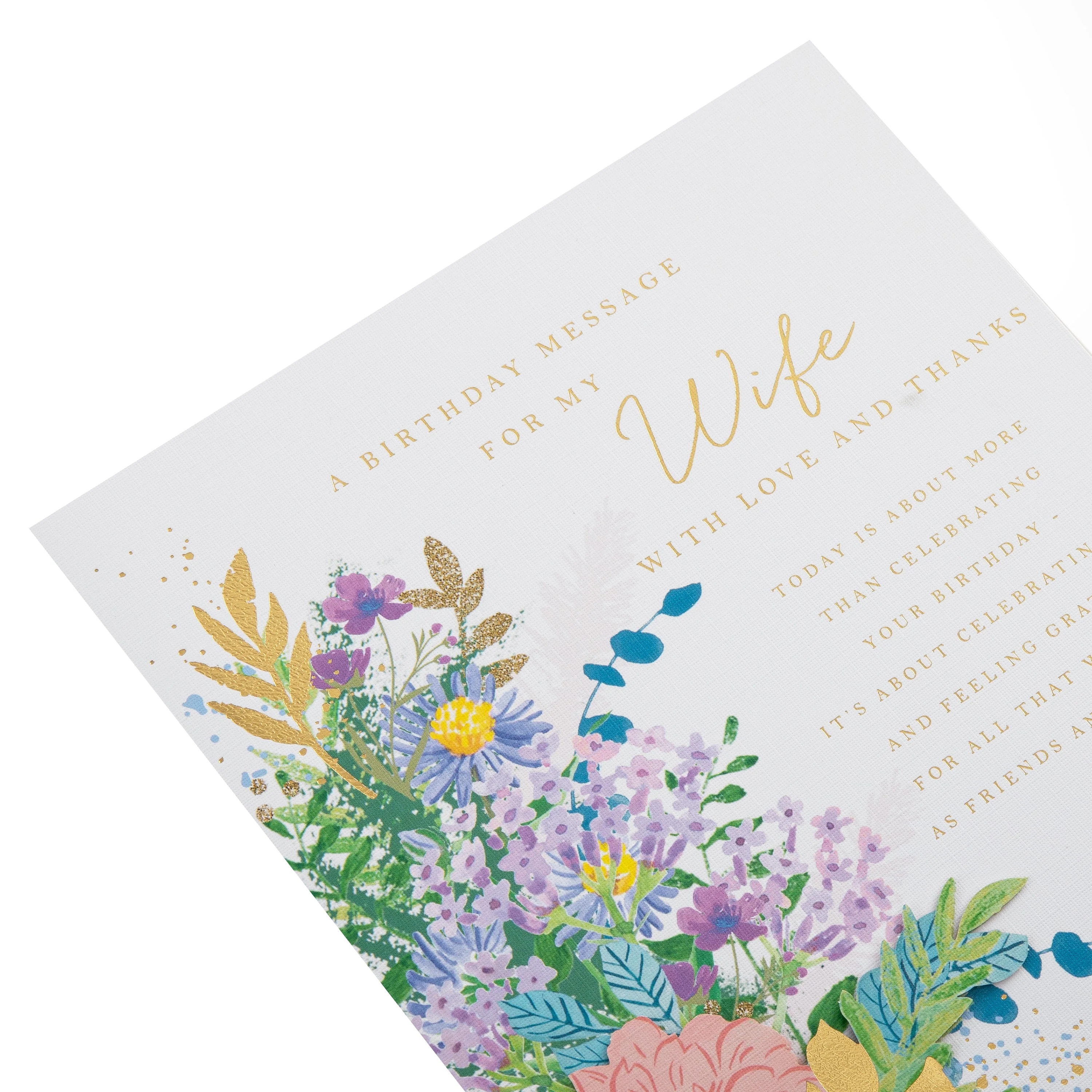 Birthday Card for Wife - Traditional Floral Design with Heartfelt Verse - Image 6