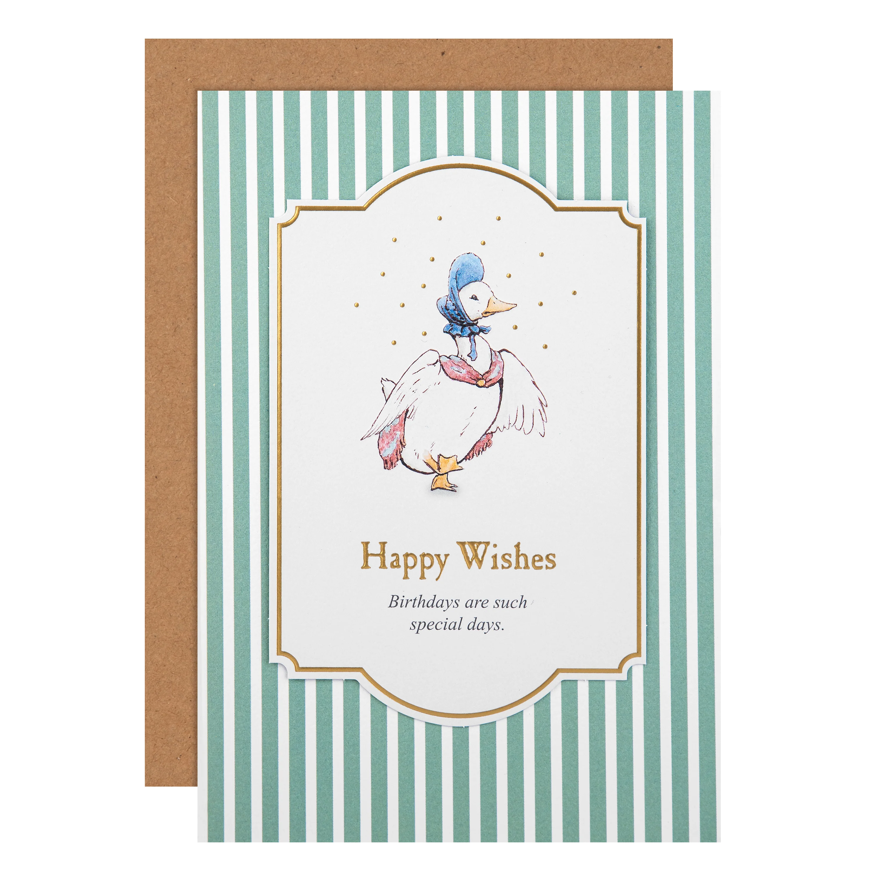 Birthday Card - Green Beatrix Potter Jemima Puddle-Duck Design