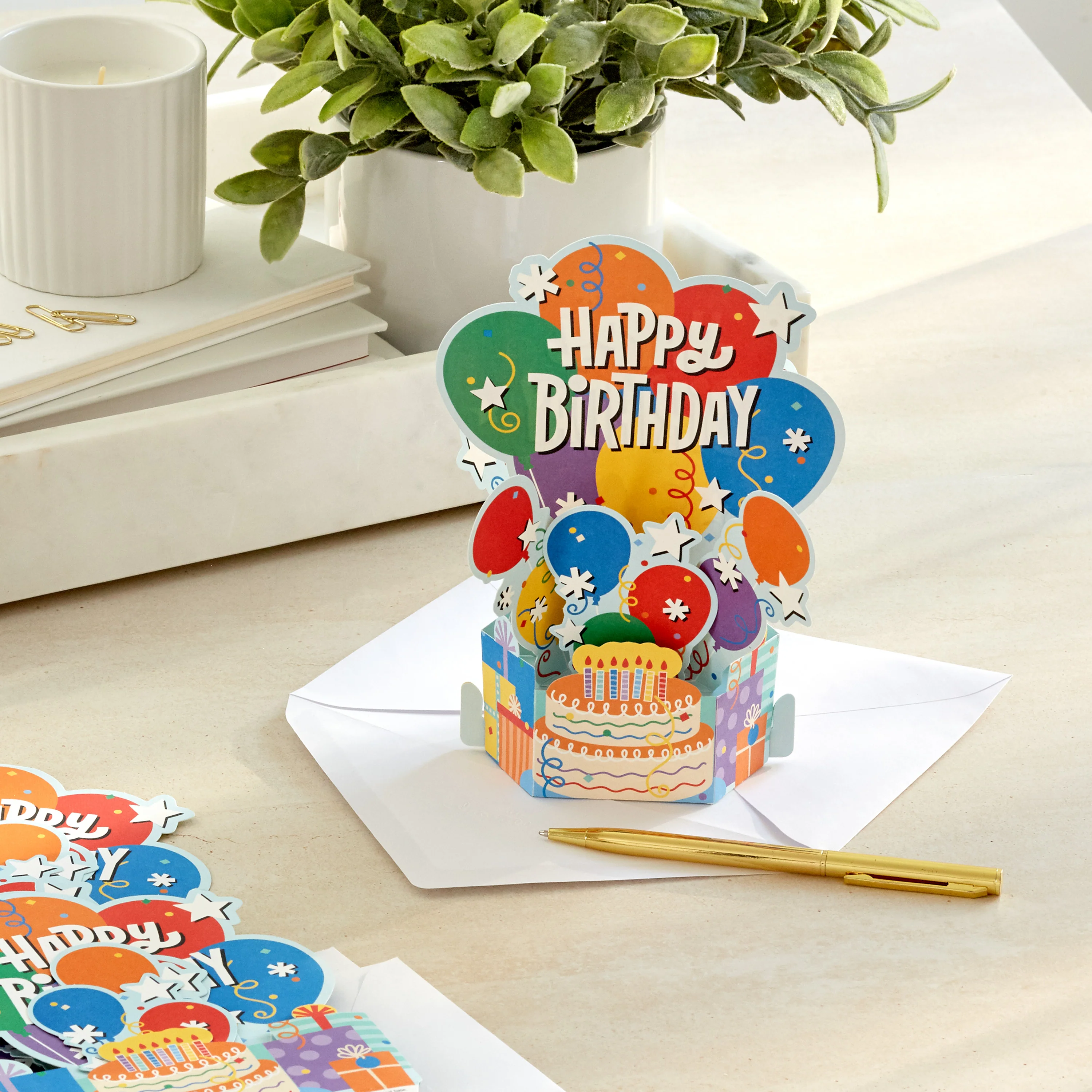 Birthday Card Multipack - Pack of 8 3D Pop Up Balloons Design - Image 5