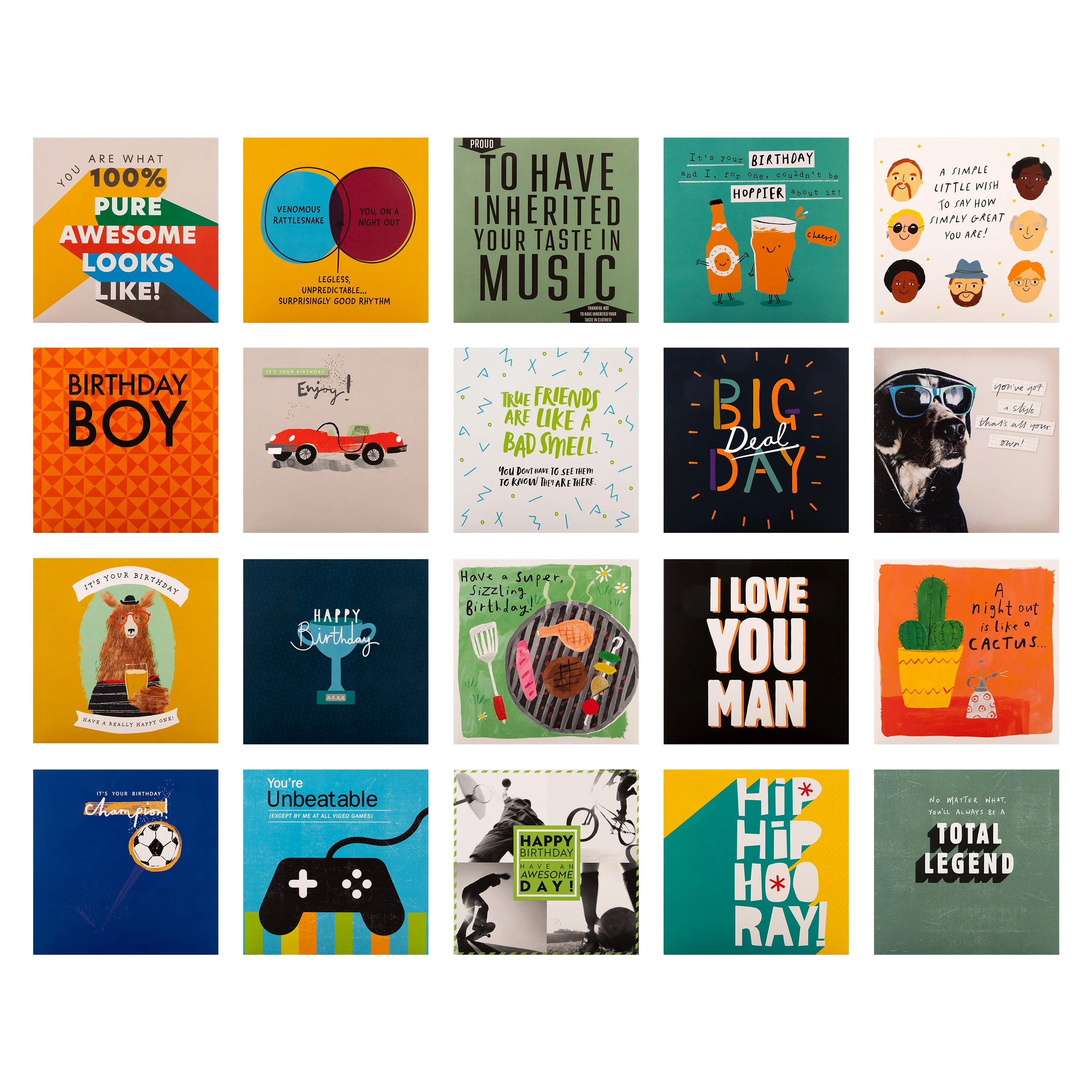 Birthday Cards - Multipack of 20 in 20 Epic Designs