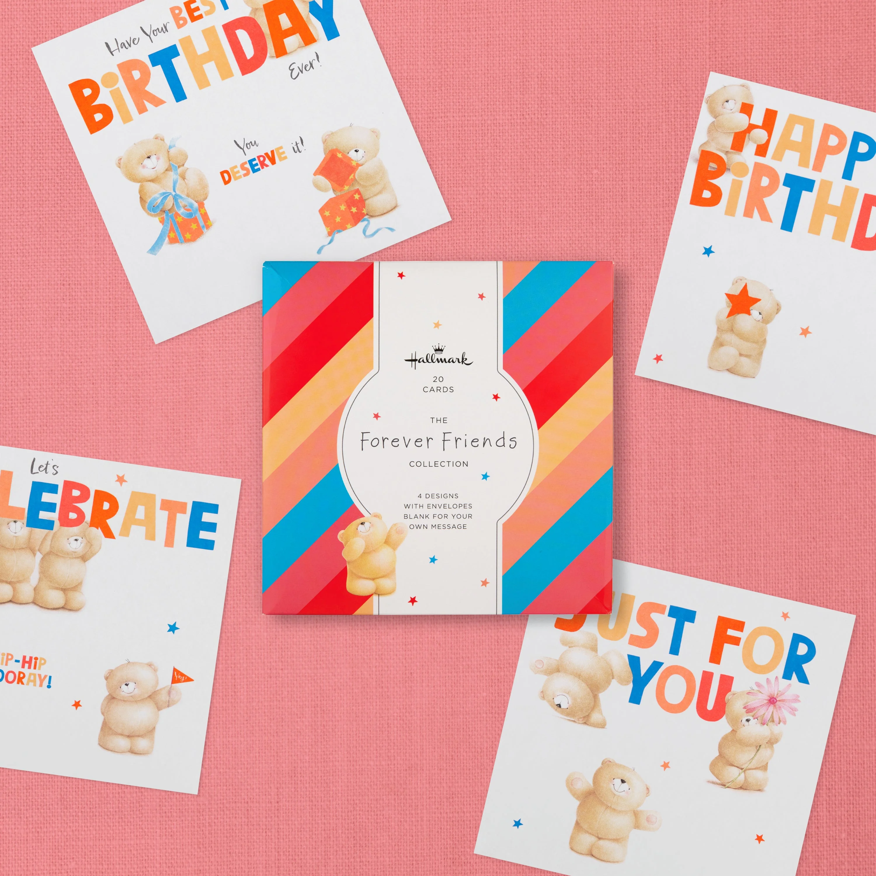 Birthday Cards - Multipack of 20 in 4 fun Forever Friends Designs - Image 2