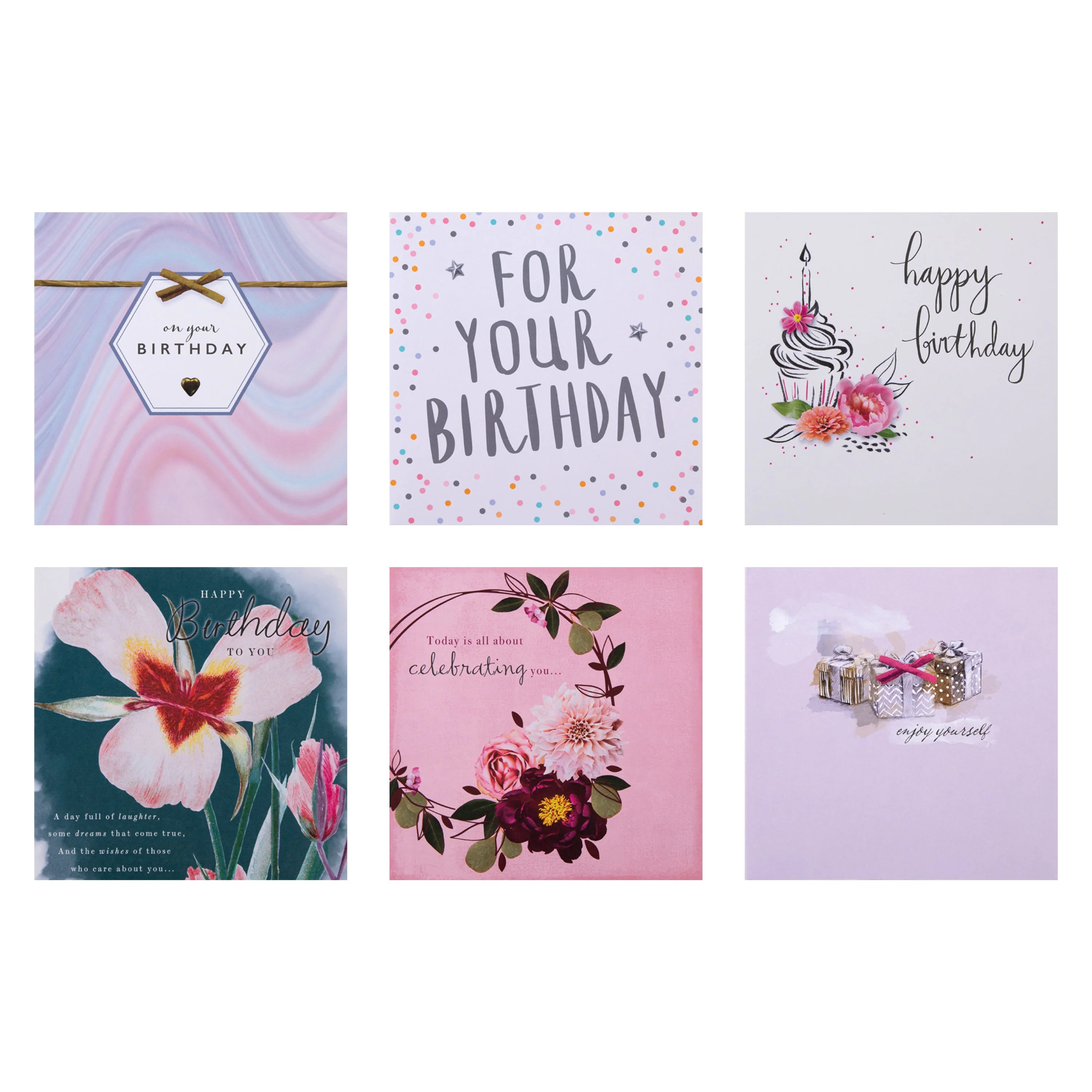 Birthday Cards Multipack - Pack of 30 in 6 Elegant Designs