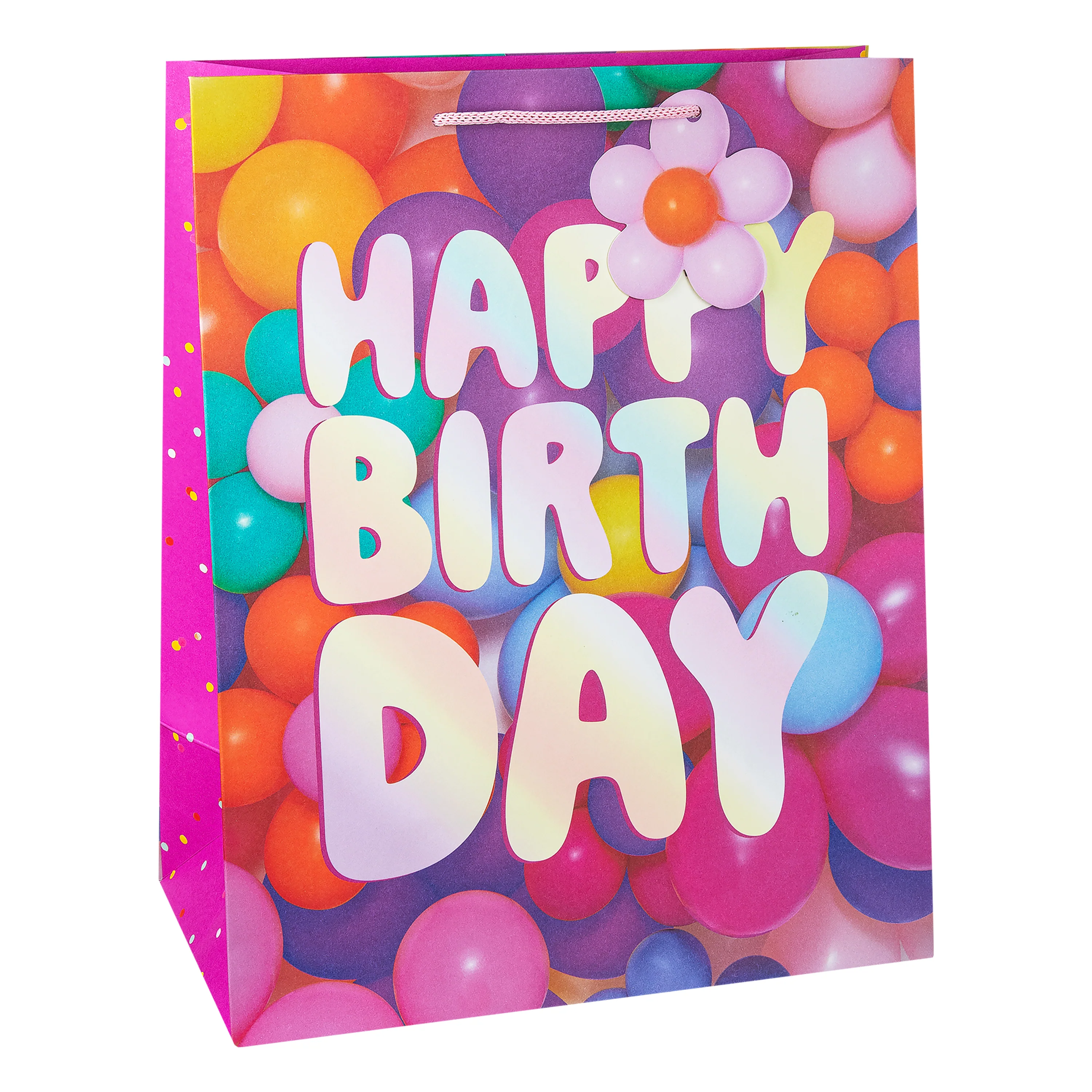 Birthday Gift Bags - 3 Pack in 1 Photographic 'Balloon Flowers' Birthday Design - Image 4