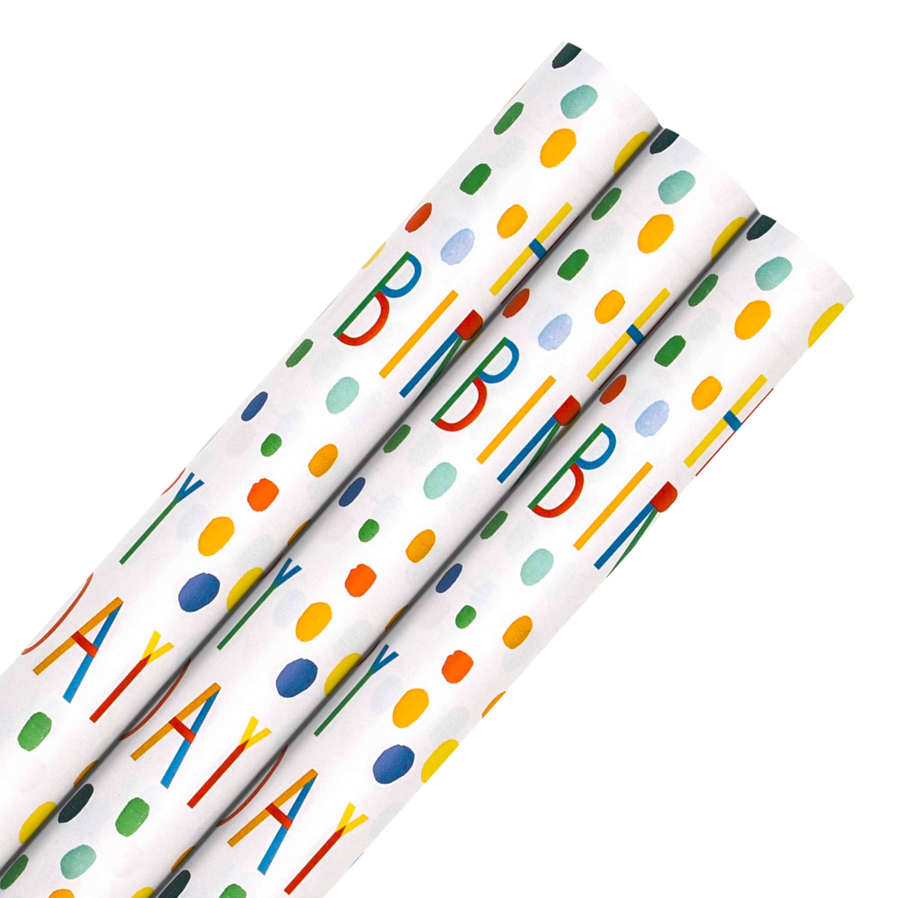6M Birthday Wrapping Paper Pack - 3 x 2M Rolls in 1 Patterned Design