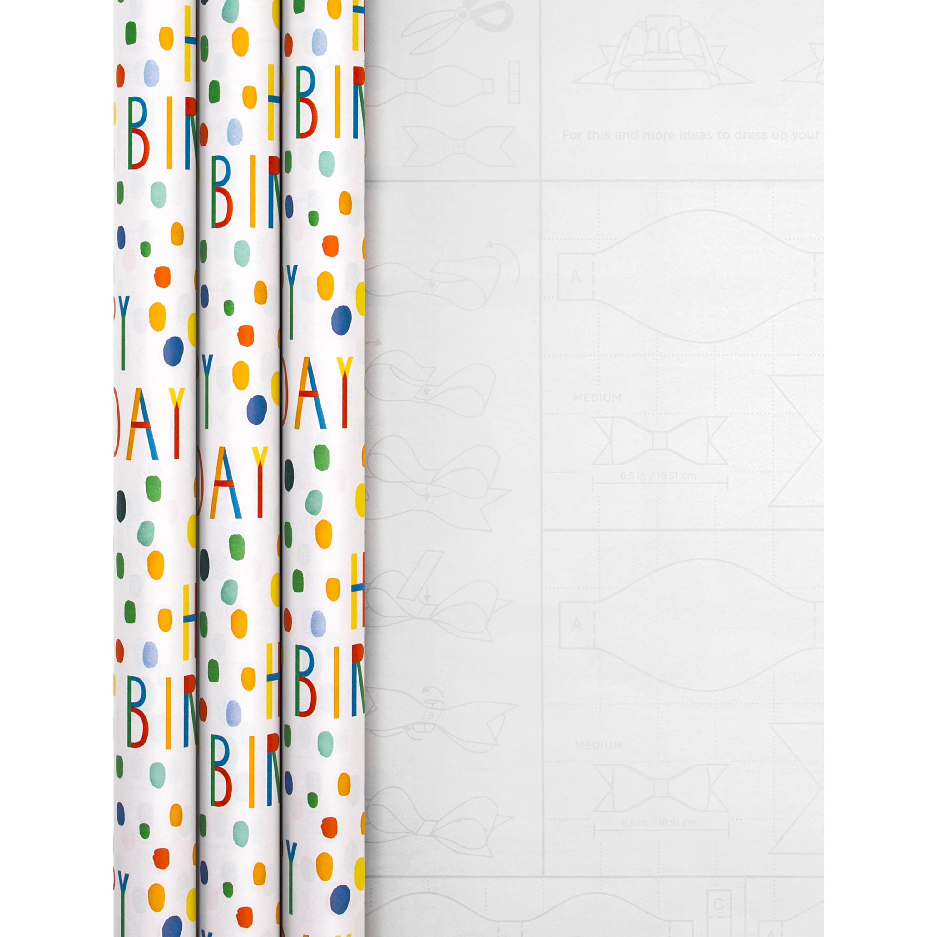 6M Birthday Wrapping Paper Pack - 3 x 2M Rolls in 1 Patterned Design - Image 4