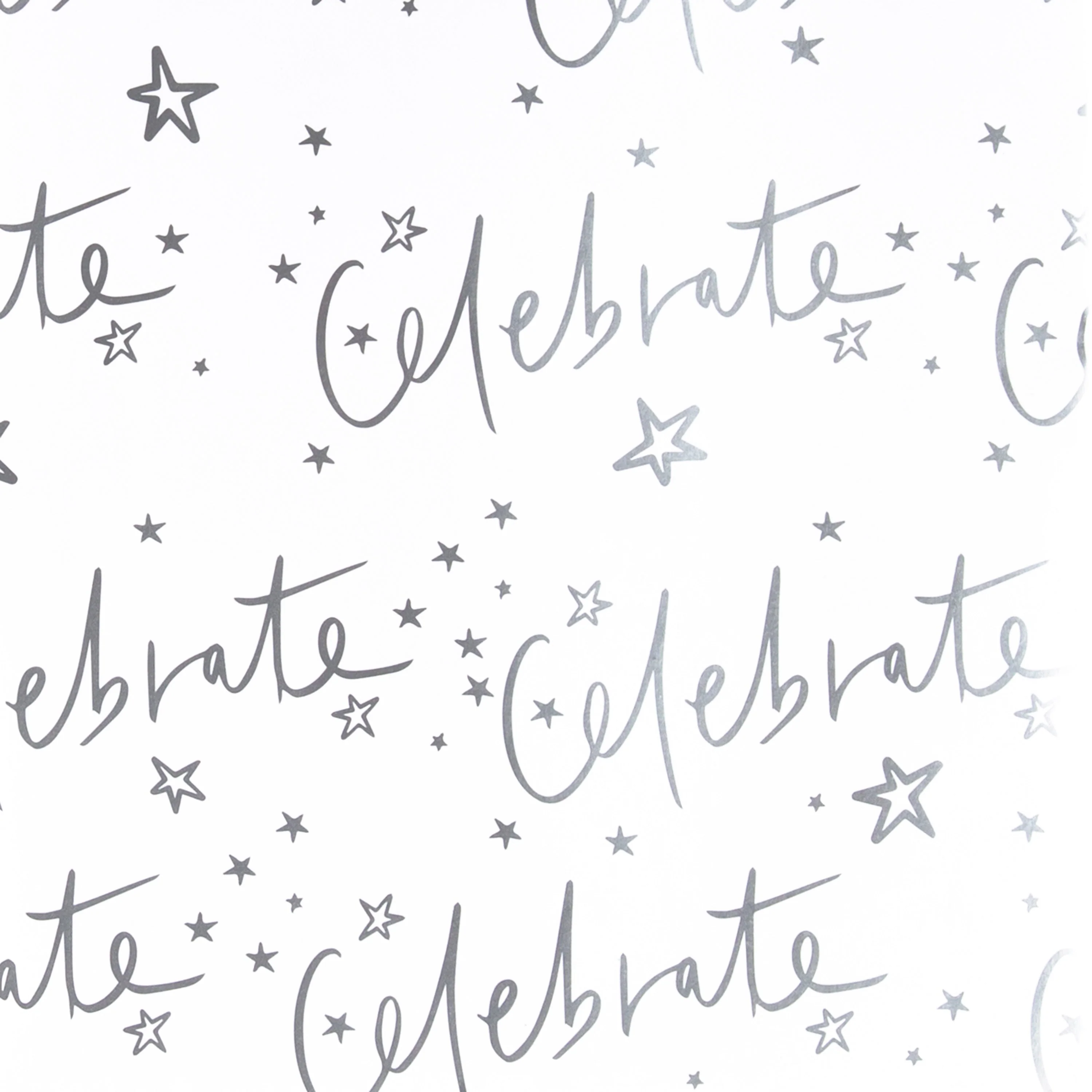 Celebration Wrapping Paper and Gift Tag Pack Bundle - 4 Sheets and 4 Tags in 2 Silver Star Designs - Image 3