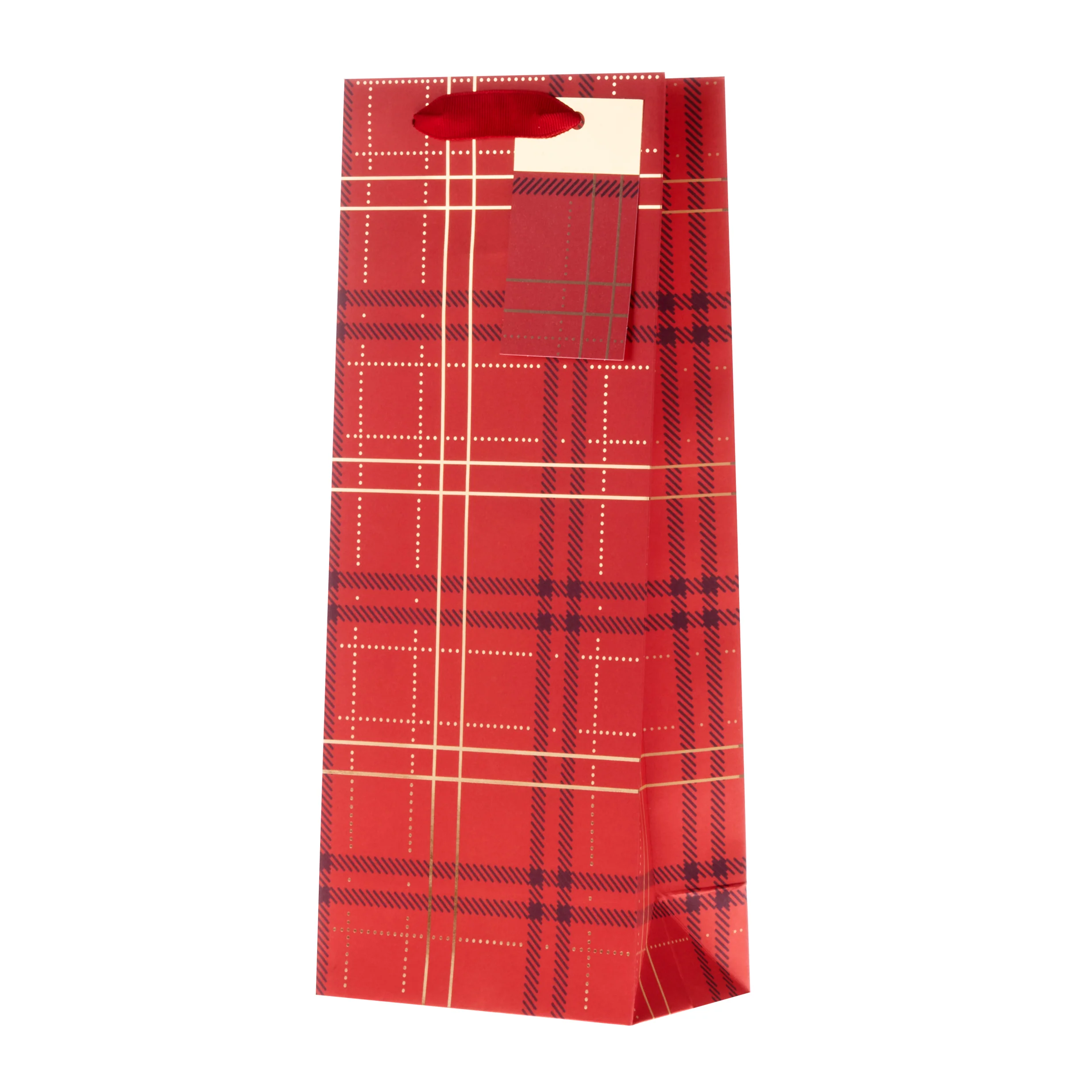 Christmas Bottle Bags - Pack of 3 in Red Tartan Design - Image 4