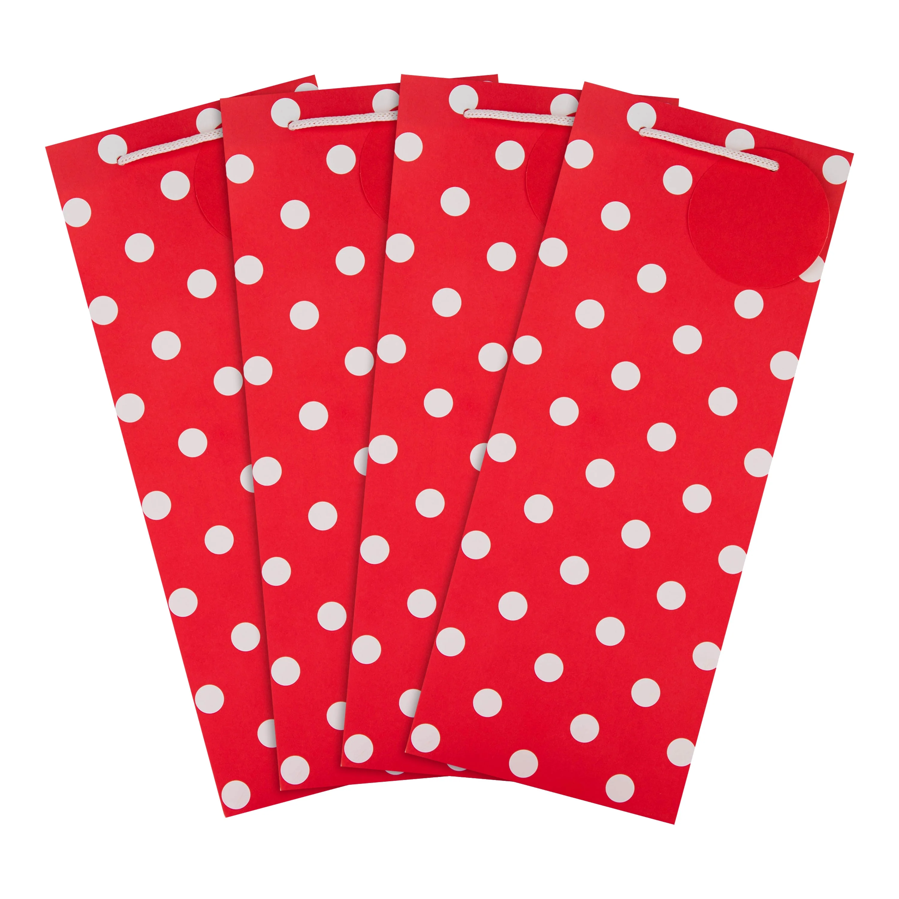 Christmas Bottle Gift Bags - Pack of 4 in Polka Dot Design - Image 3
