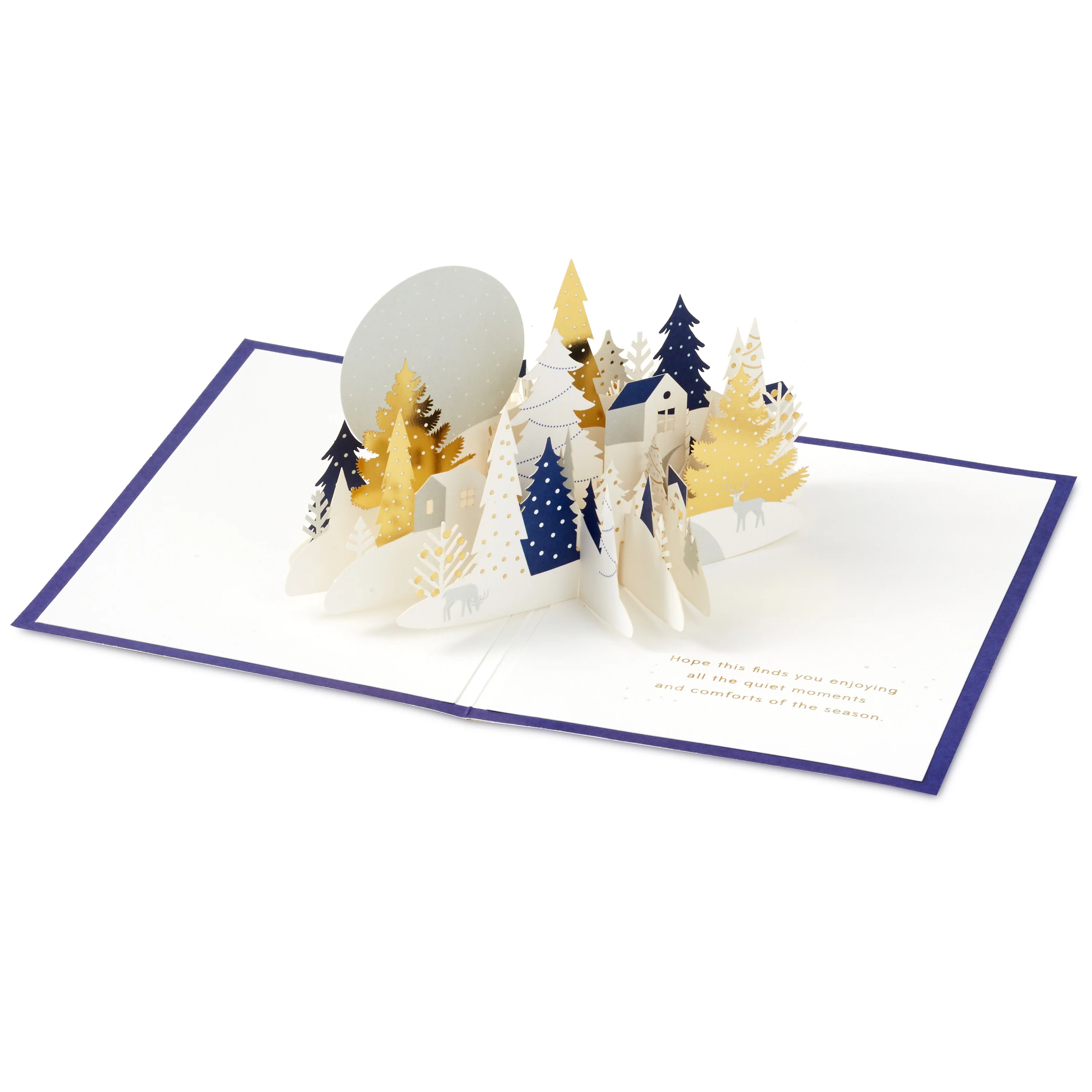 Christmas Card - 3D & Pop-Up Gold Winter Woodland Design - Image 3