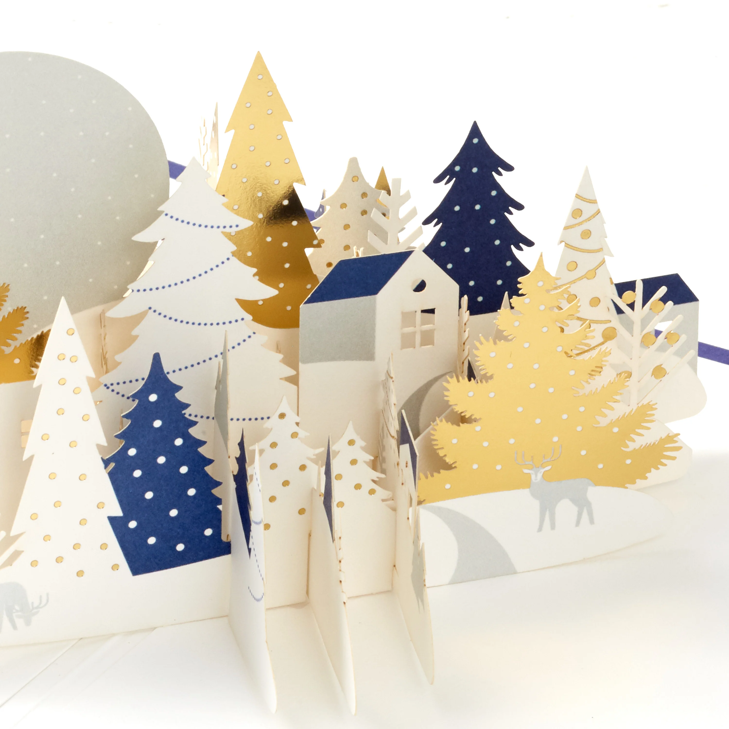 Christmas Card - 3D & Pop-Up Gold Winter Woodland Design - Image 4