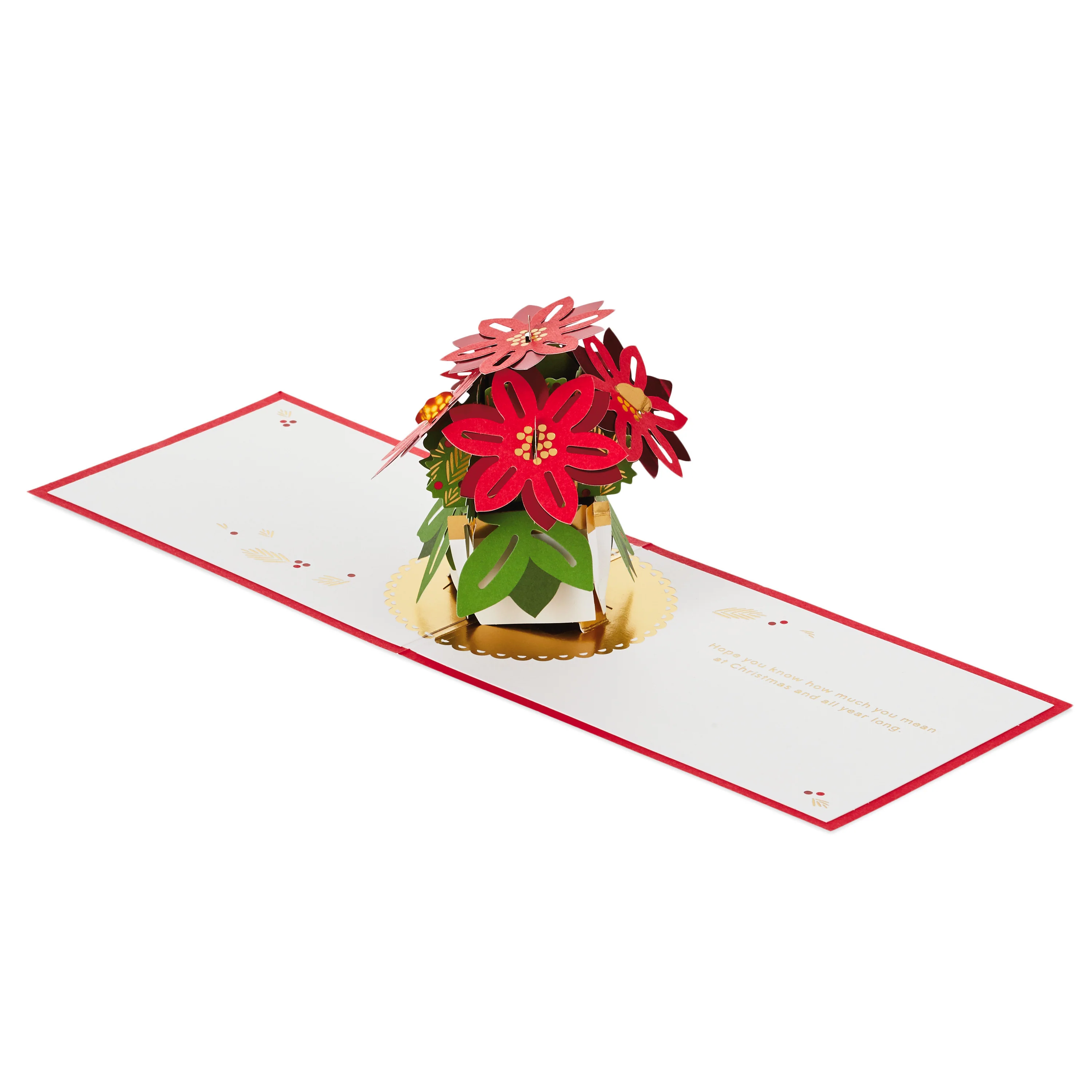 Christmas Card - 3D Pop Up Poinsettia Design - Image 3