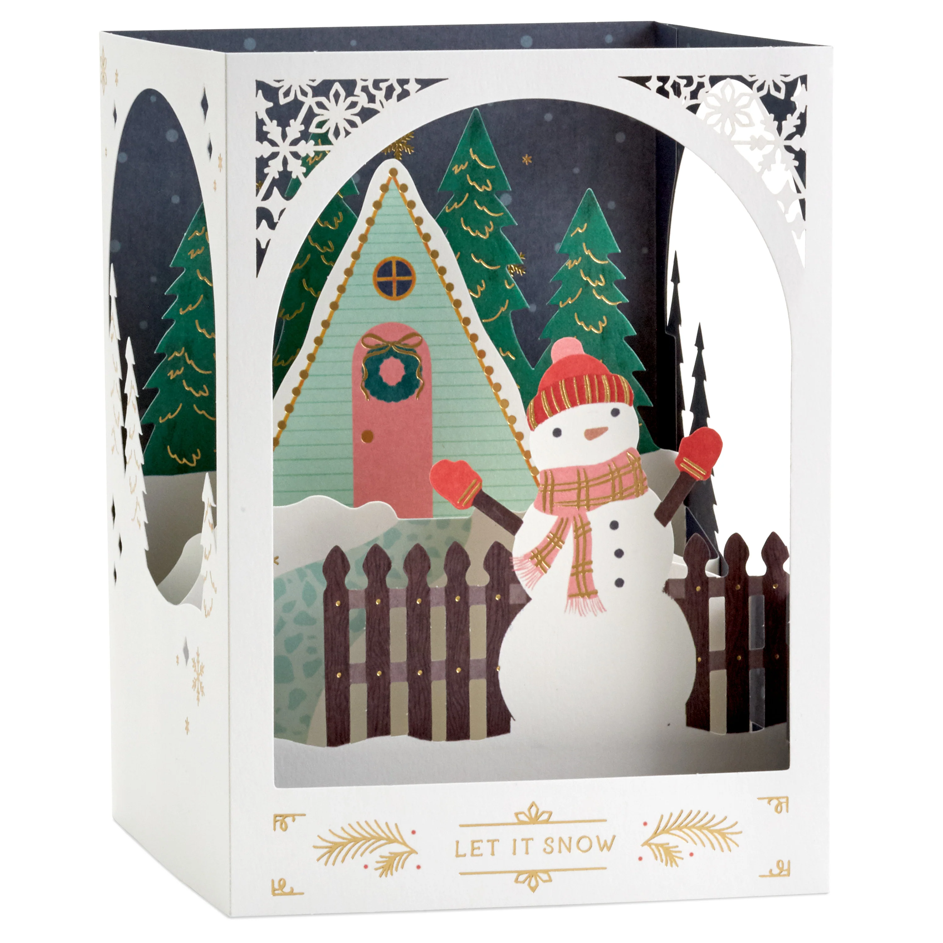 Christmas Card - 3D & Pop-Up Shadowbox Snowman Design