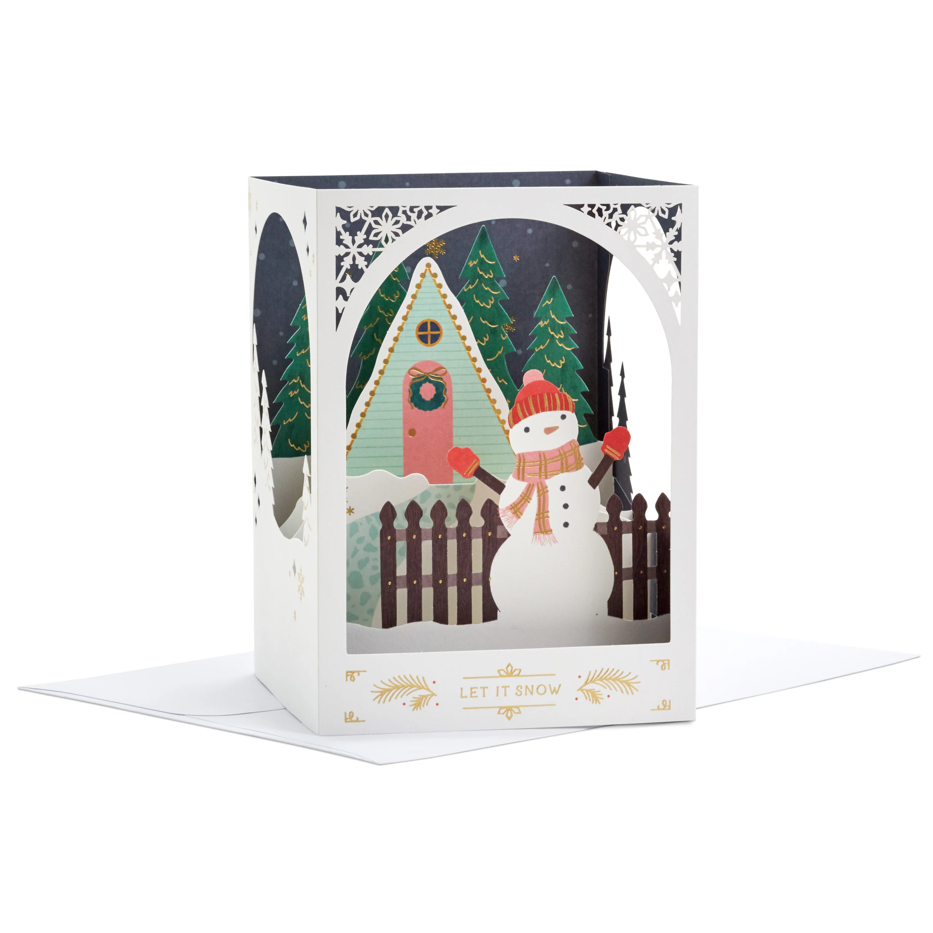 Christmas Card - 3D & Pop-Up Shadowbox Snowman Design - Image 3