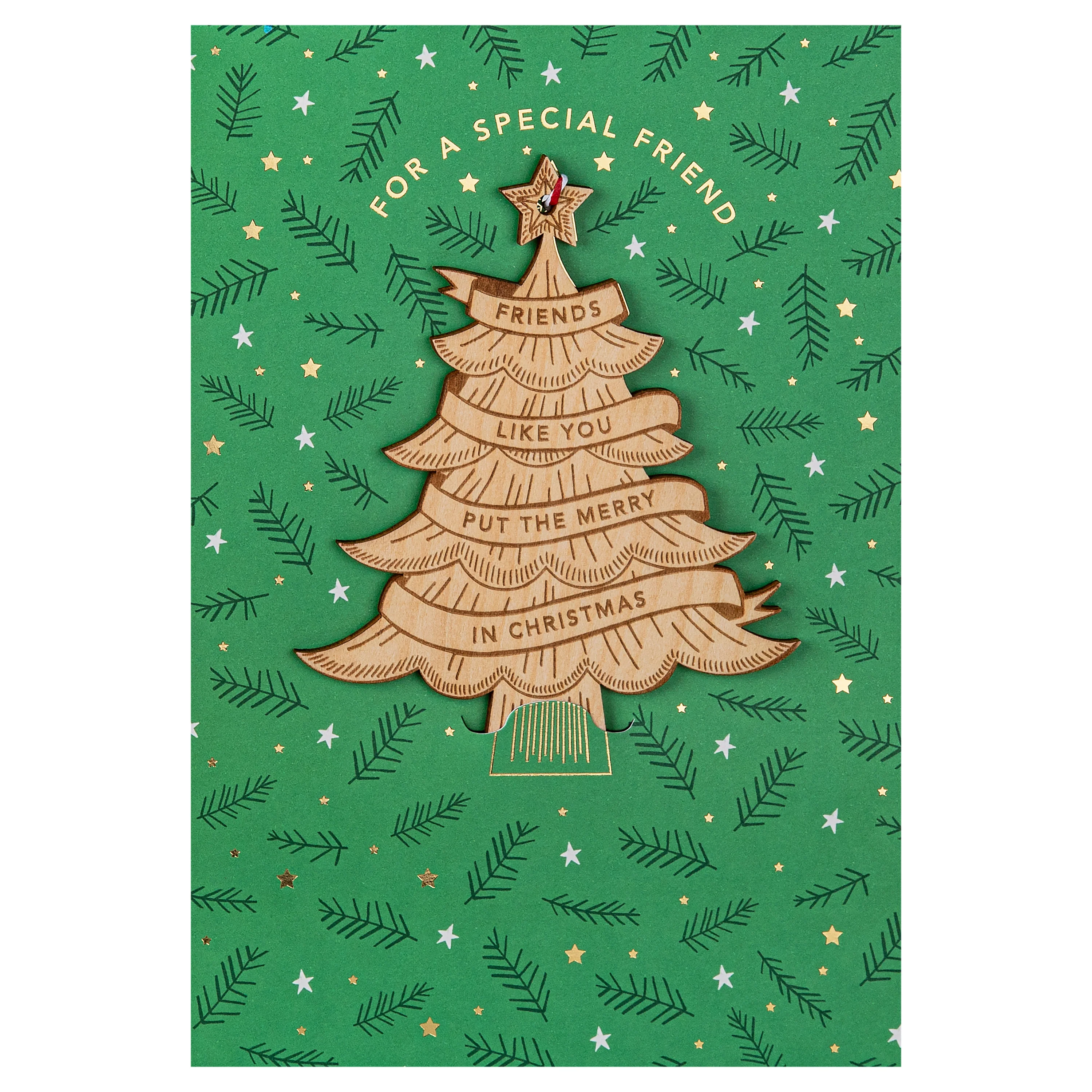Christmas Card for a Special Friend - With Wooden Christmas Tree Decoration Attachment - Image 5