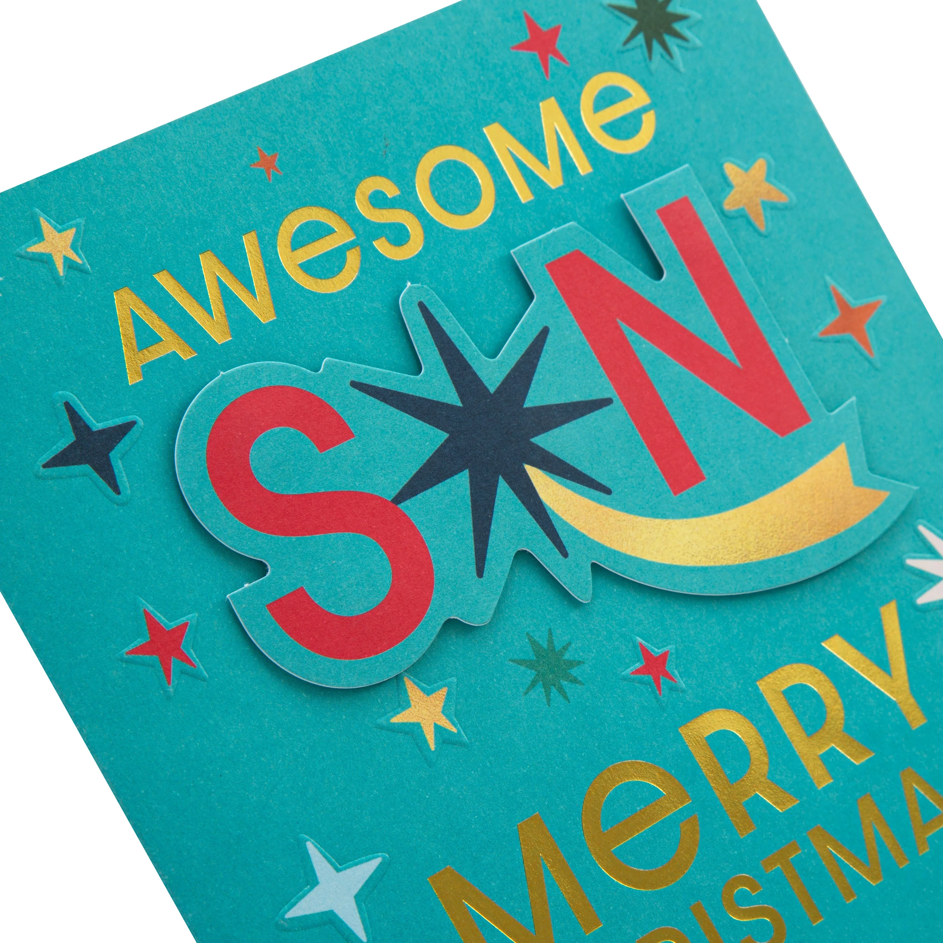 Christmas Card for Awesome Son - Contemporary Stars Design - Image 5