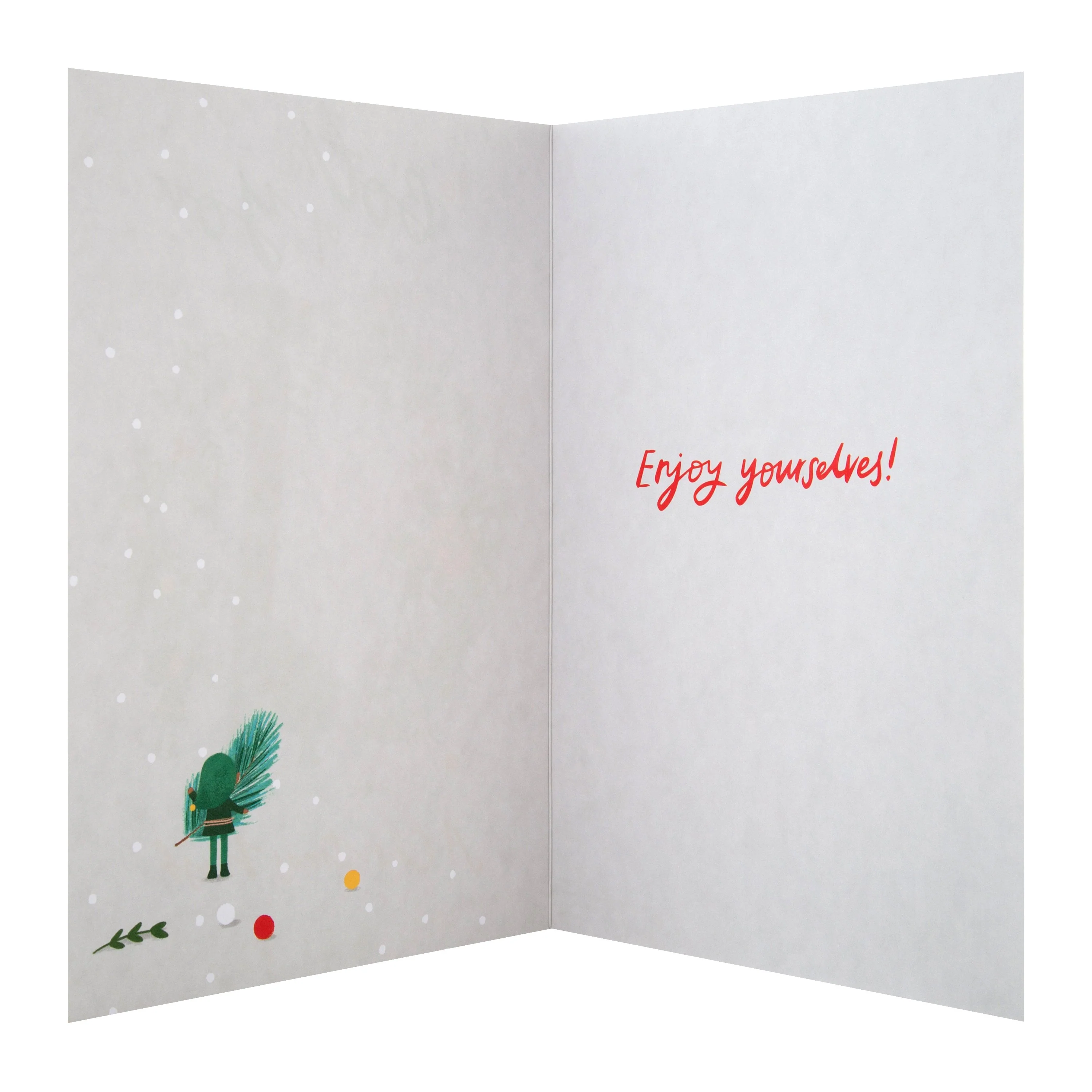 Christmas Card for Both of You - Cute Wreath Making Elves Design - Image 2