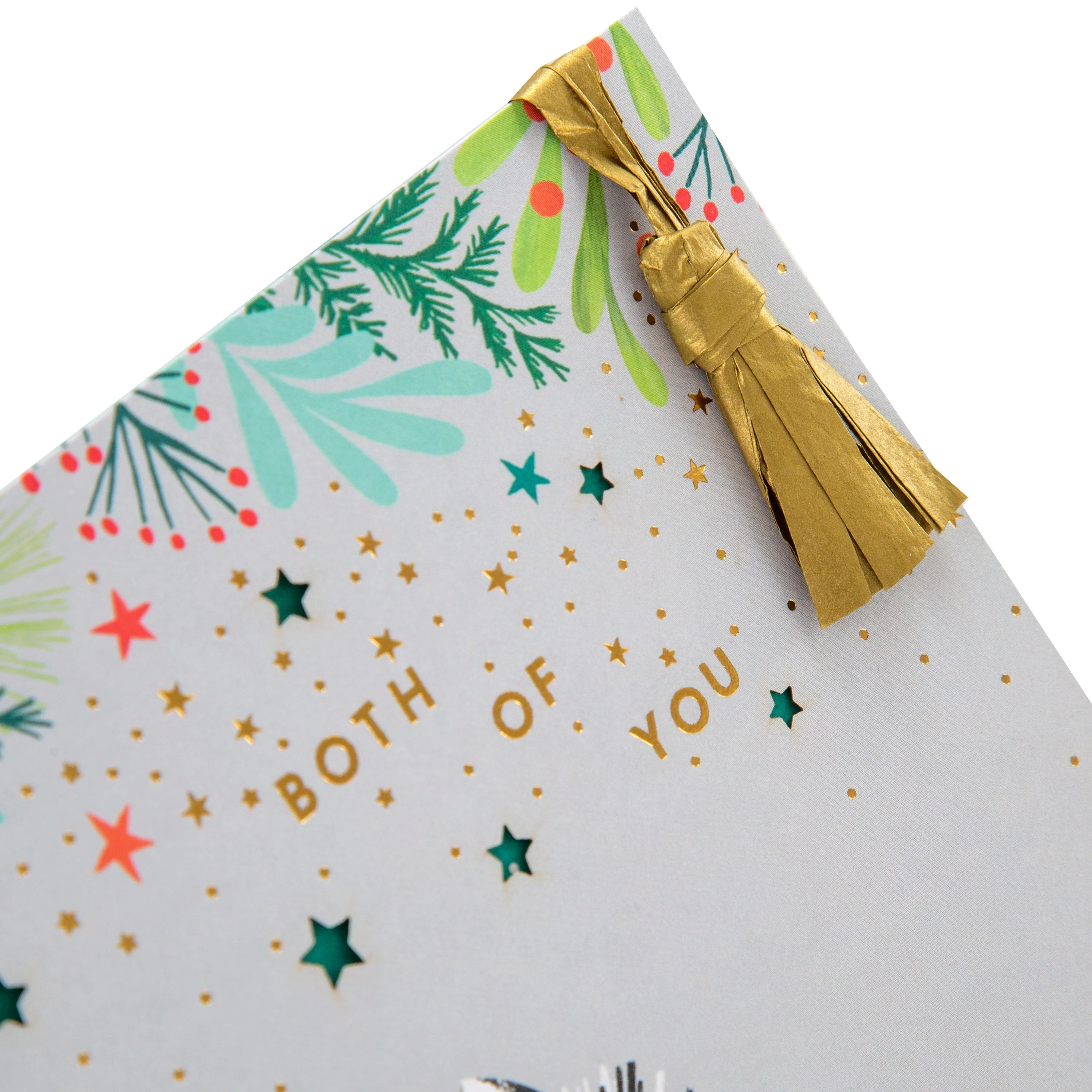 Christmas Card for Both of You - Quirky Festive Zebra Die Cut Design with Gold Foil - Image 4