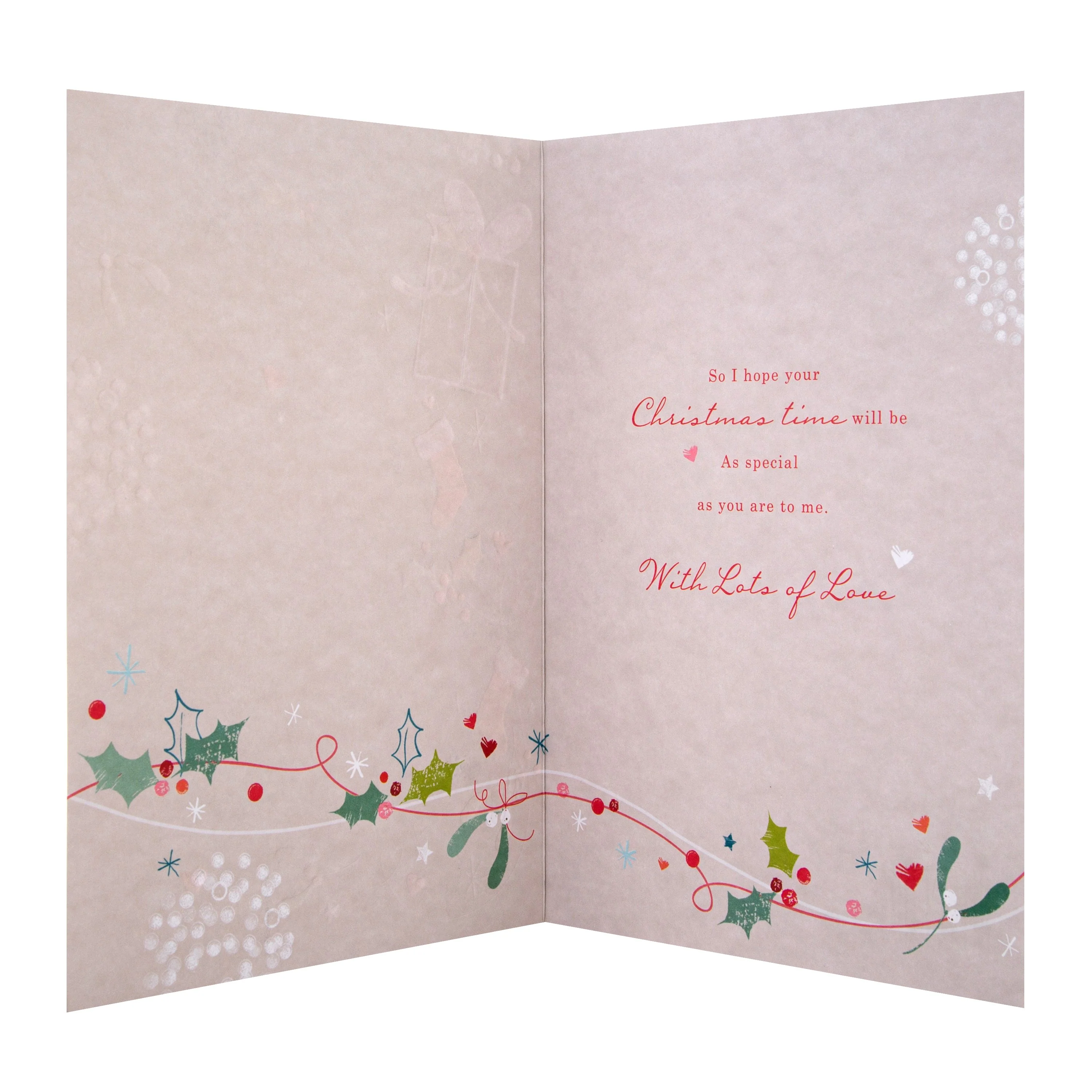 Christmas Card for Boyfriend - Classic Festive Verse Design with Silver Foil - Image 2