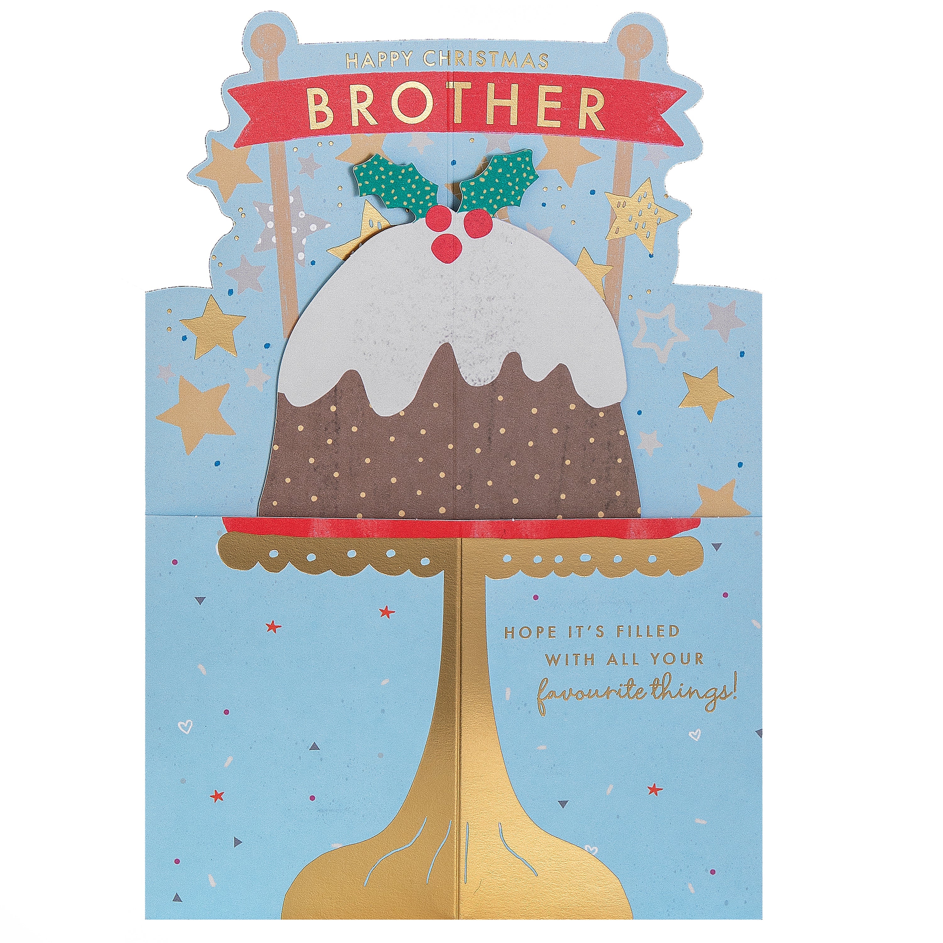 Christmas Card for Brother - 3D Pop-Up Christmas Pudding Design - Image 3