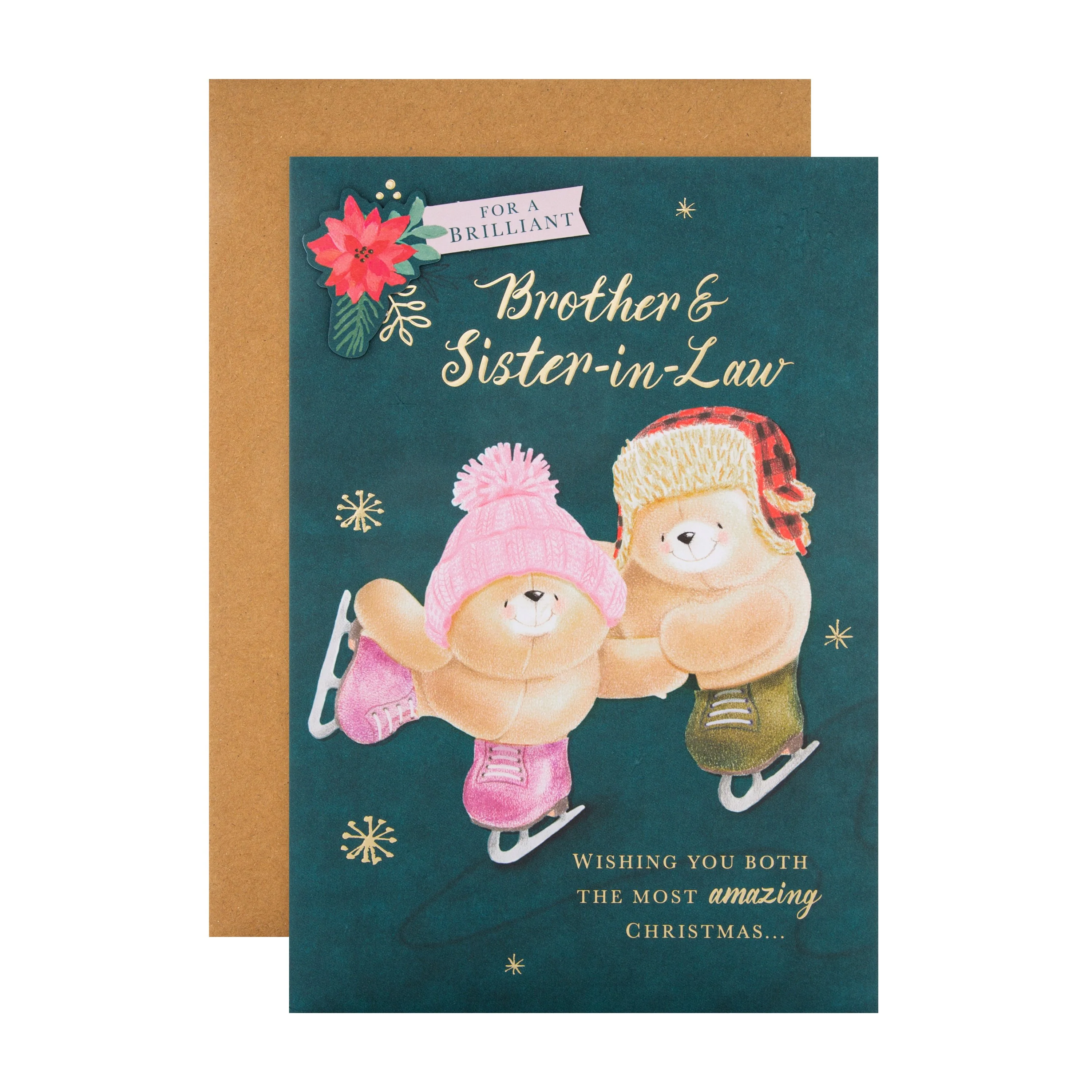Christmas Card for Brother and Sister-in-Law - Cute Forever Friends Design