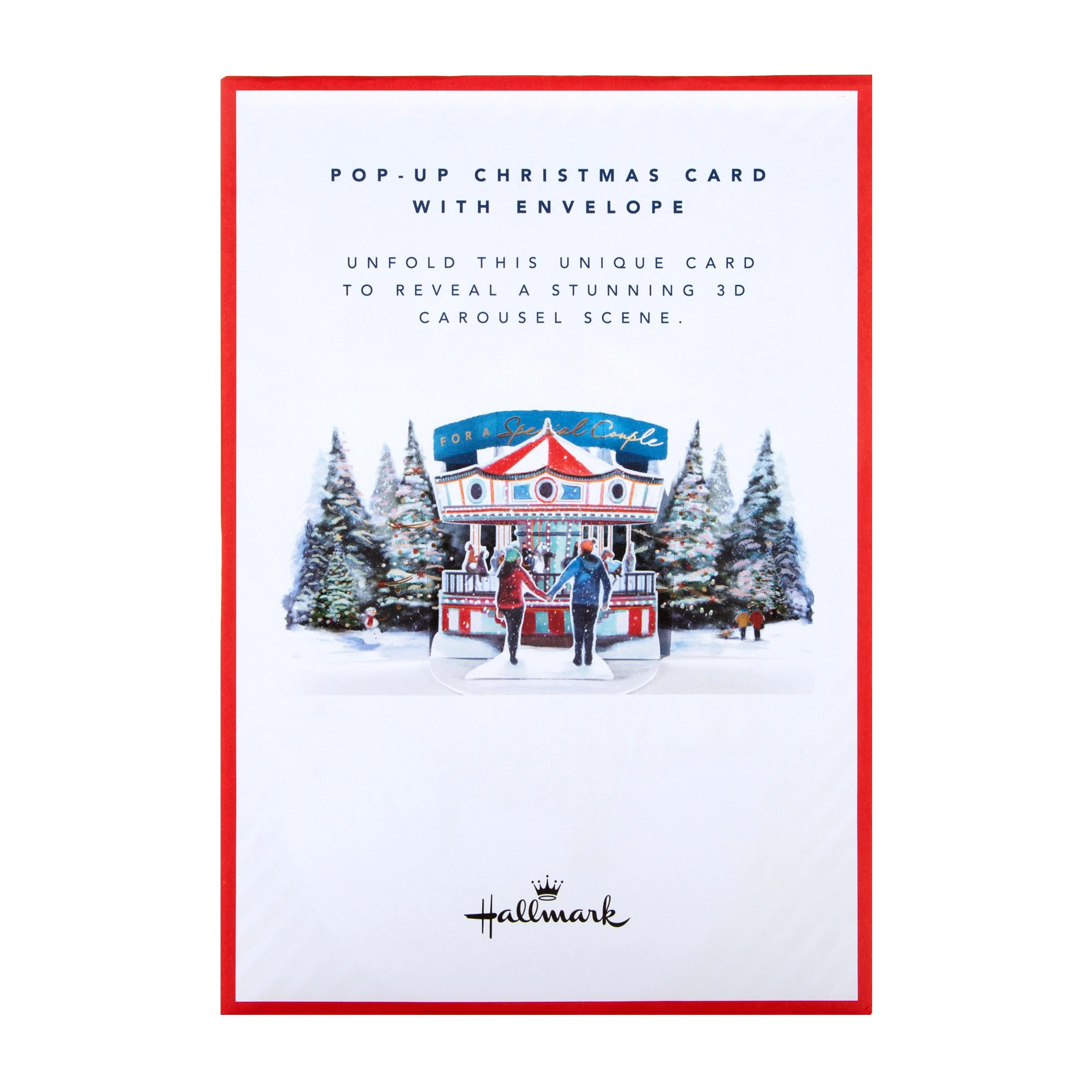 Christmas Card for Couple - Festive Carousel 3D Pop Up Design with Gold Foil - Image 6