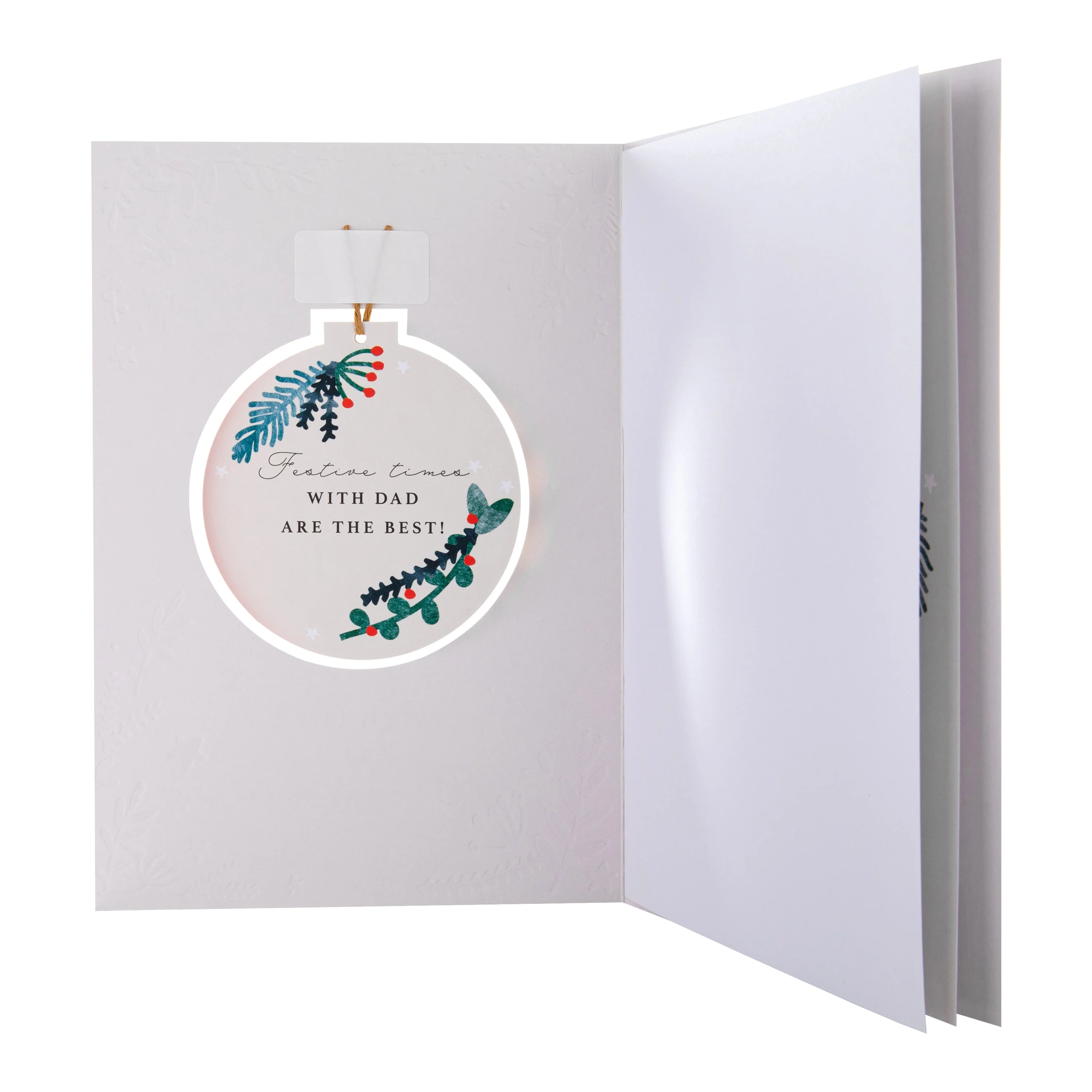 Christmas Card for Dad - Traditional Foliage & Bauble Design with Keepsake - Image 2