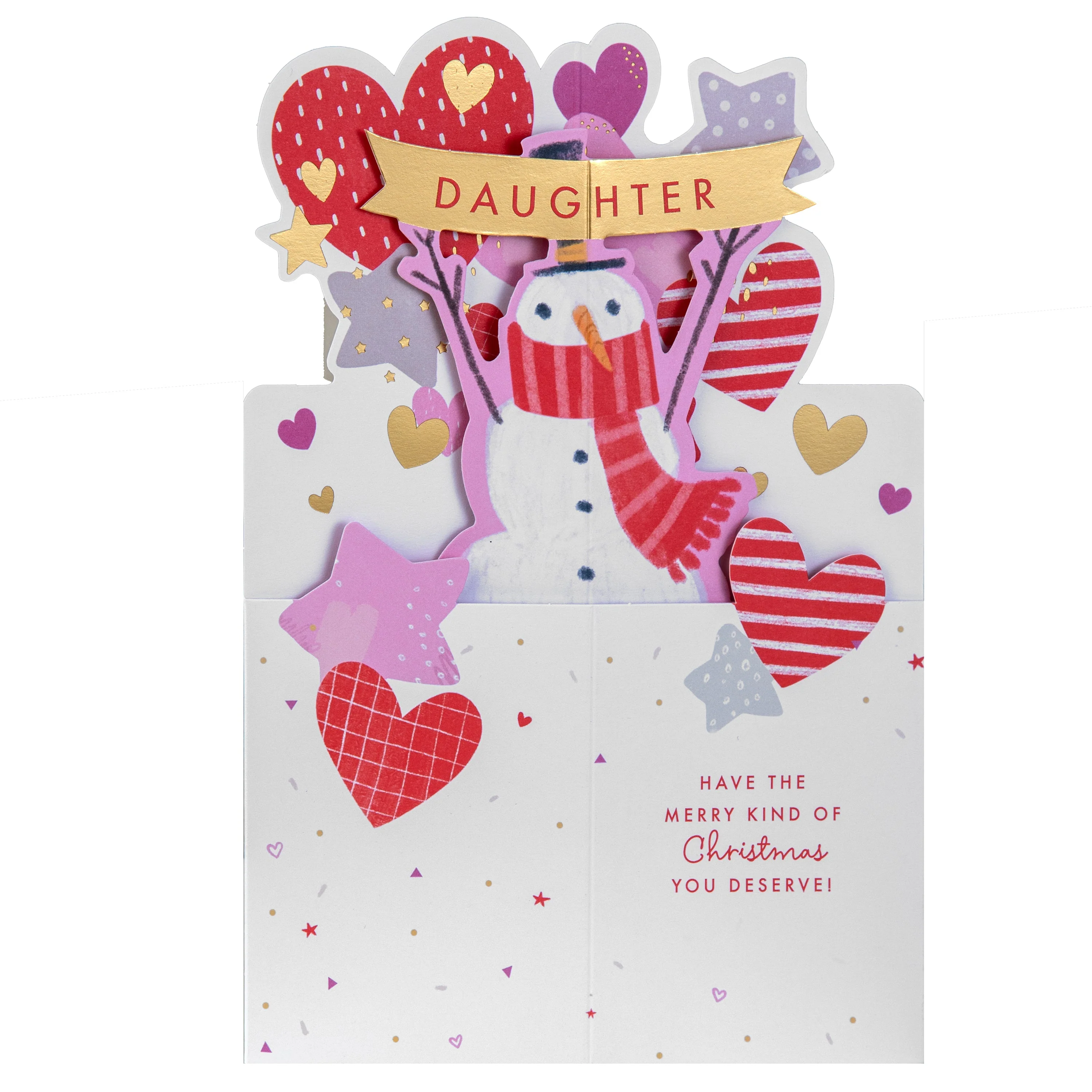 Christmas Card for Daughter - 3D Pop-Up Snowman Design - Image 3