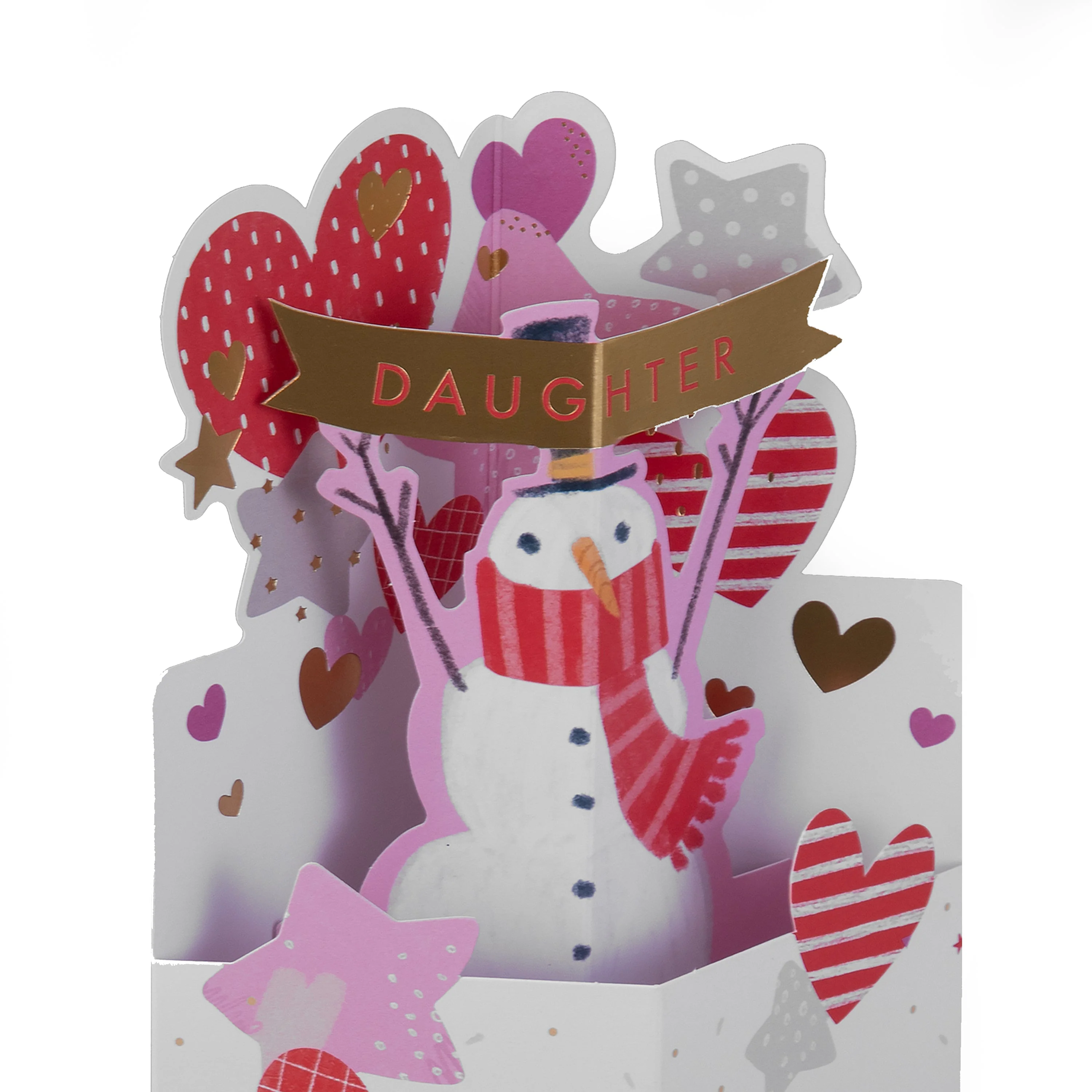 Christmas Card for Daughter - 3D Pop-Up Snowman Design - Image 4