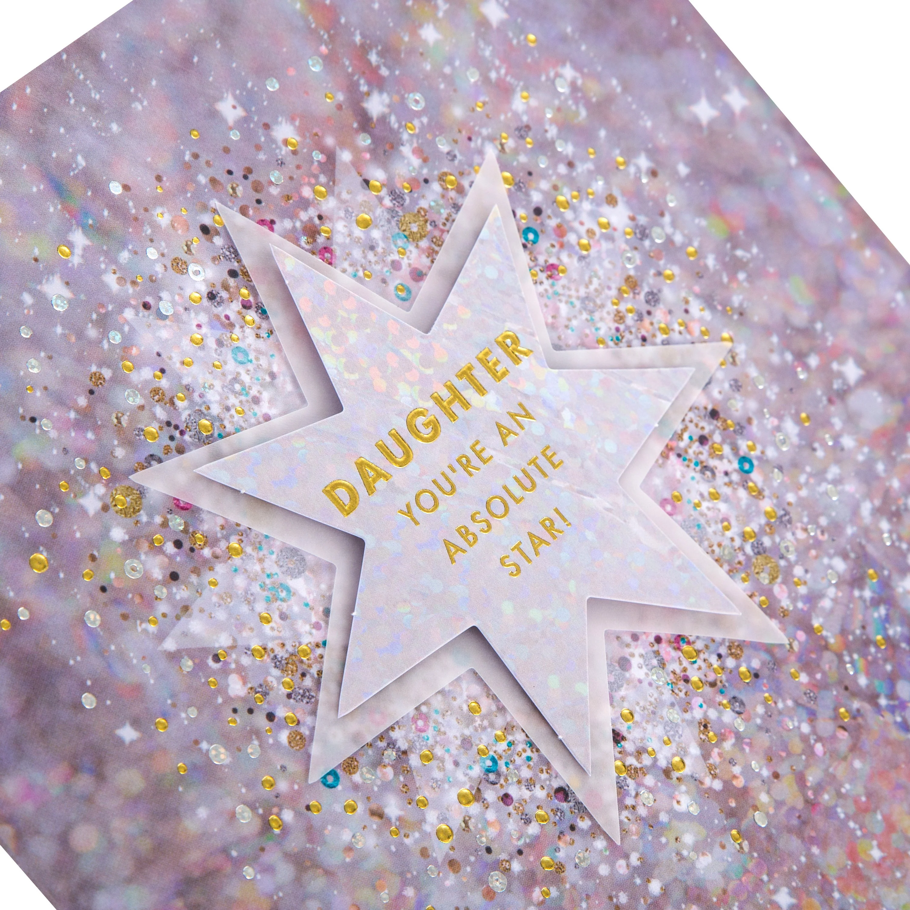 Christmas Card for Daughter - Contemporary Foil Embellished Star Design - Image 4