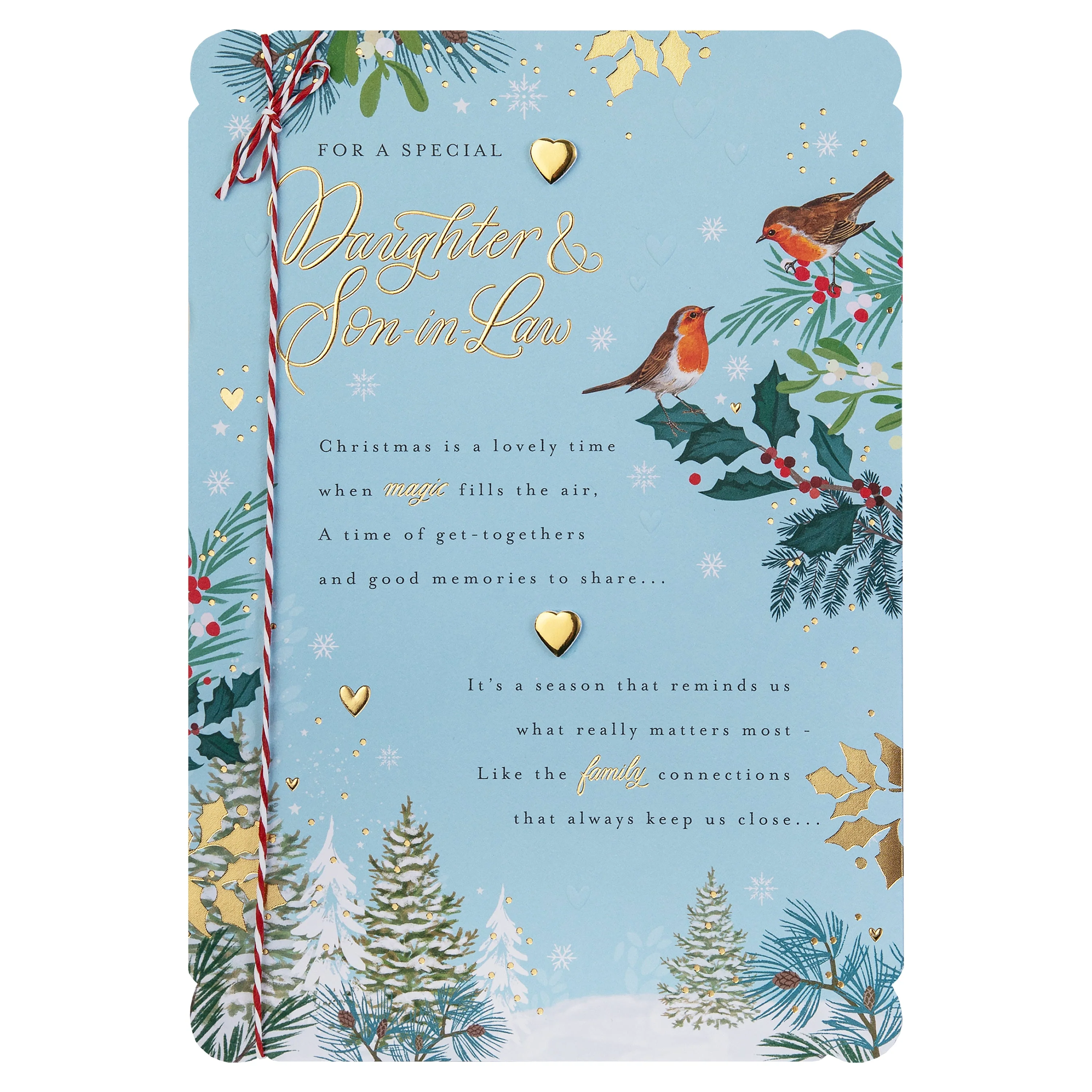 Christmas Card for Daughter & Son-in-Law - Traditional Illustrated Winter Forest Scene - Image 12