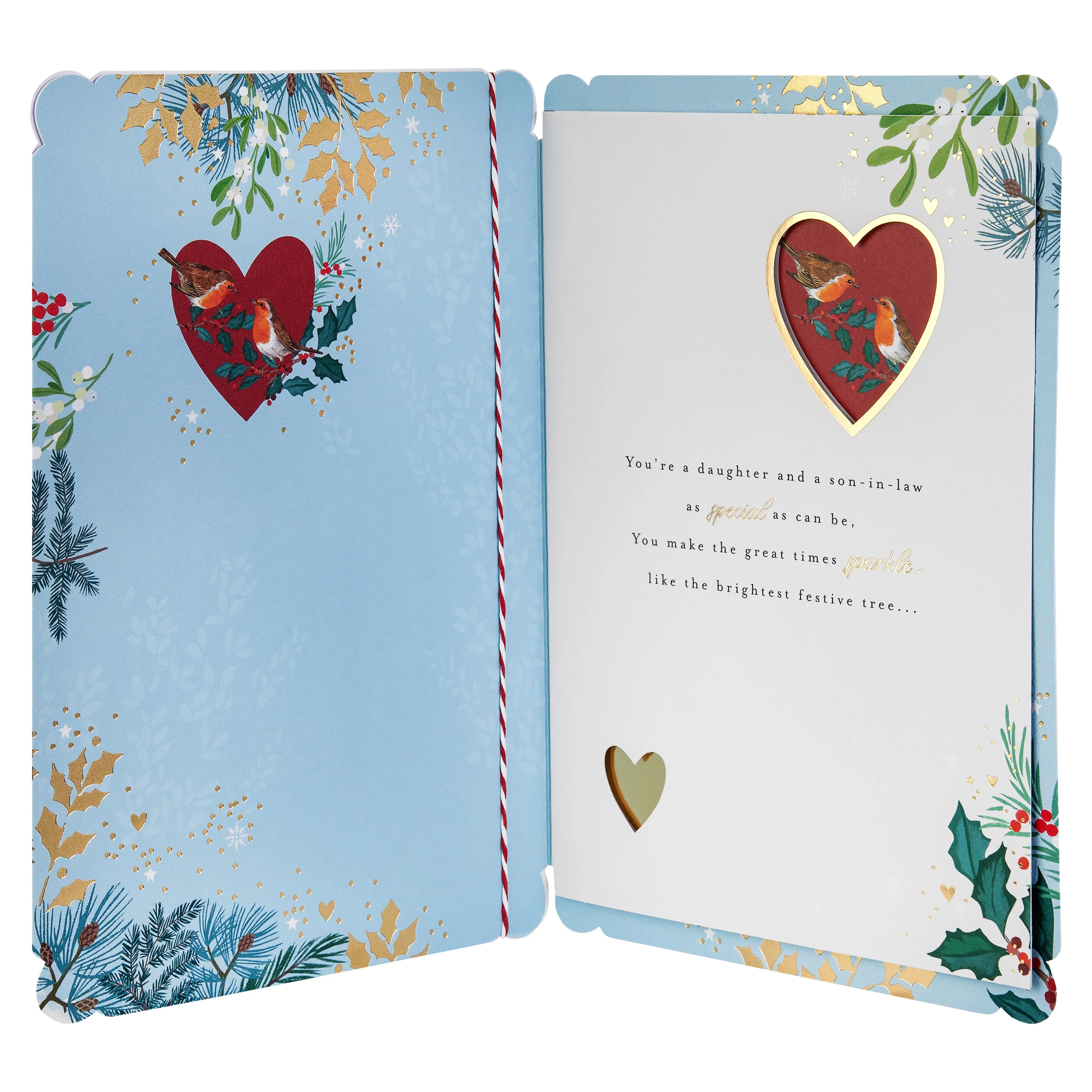 Christmas Card for Daughter & Son-in-Law - Traditional Illustrated Winter Forest Scene - Image 2
