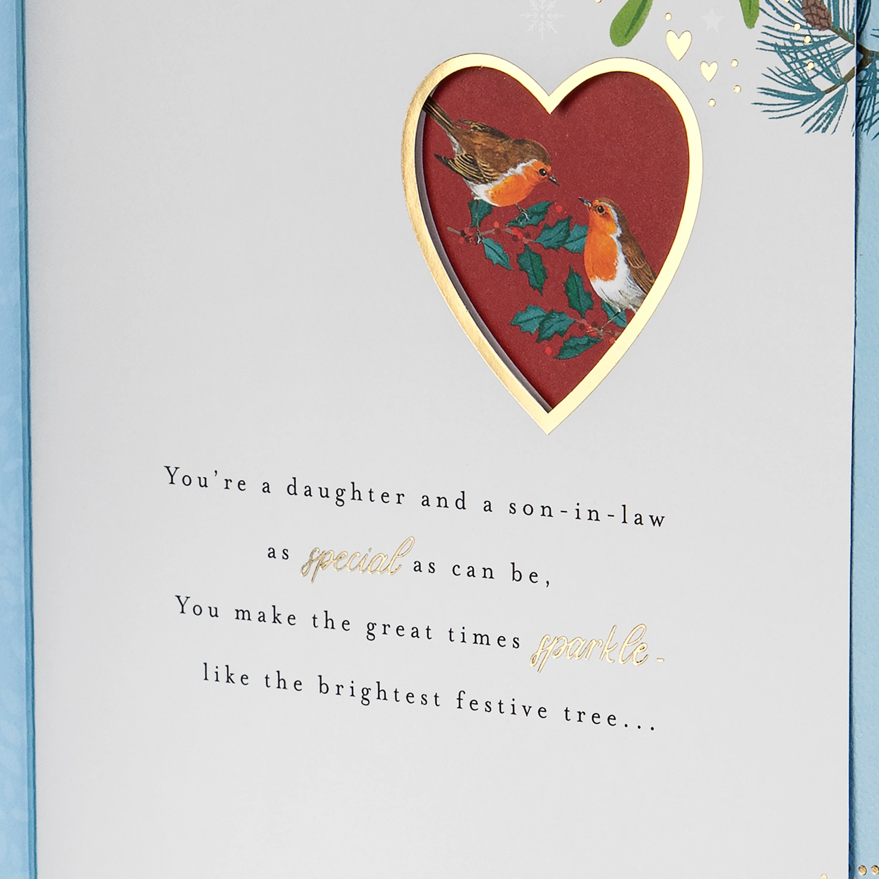 Christmas Card for Daughter & Son-in-Law - Traditional Illustrated Winter Forest Scene - Image 3