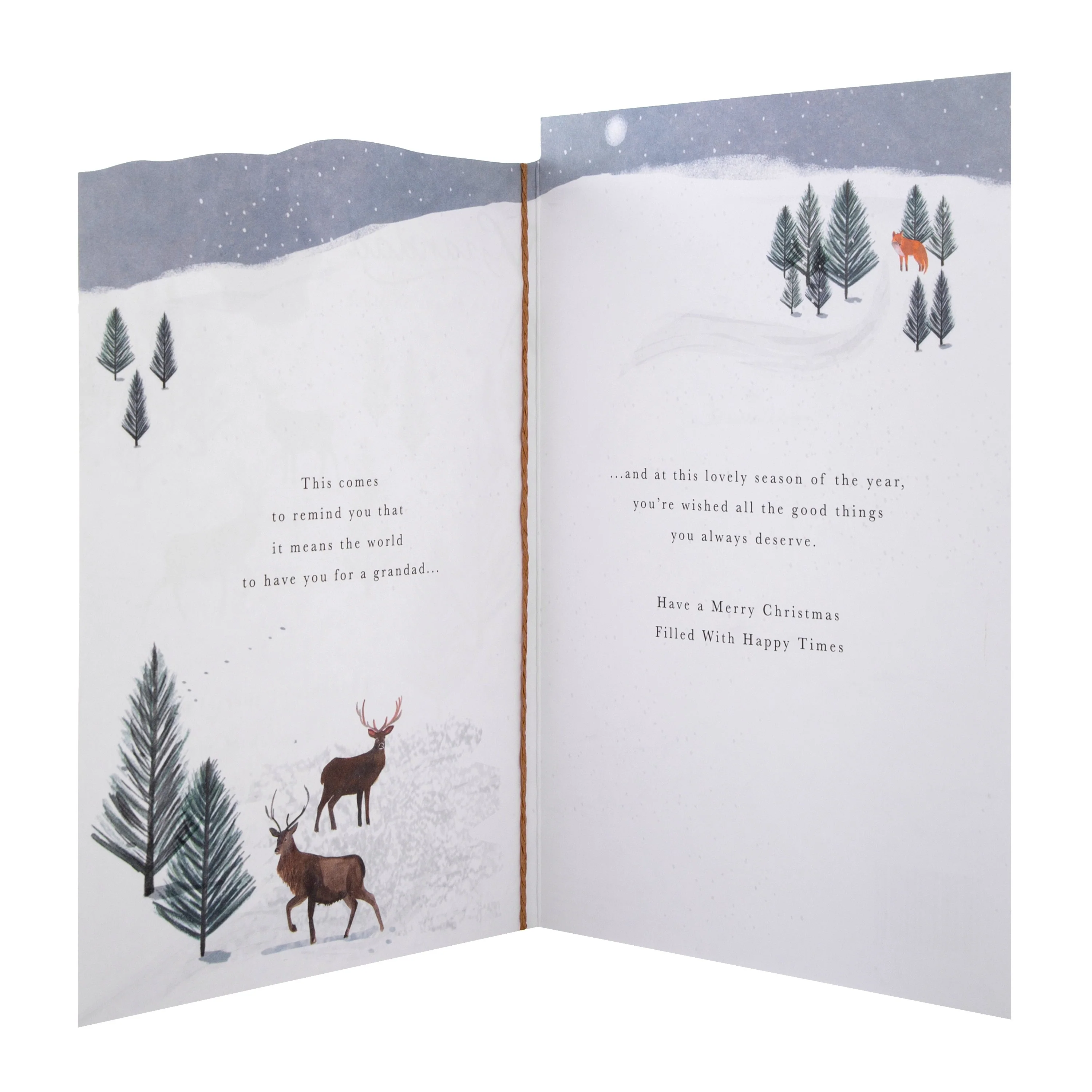 Christmas Card for Grandad - Traditional Winter Reindeers Design - Image 2