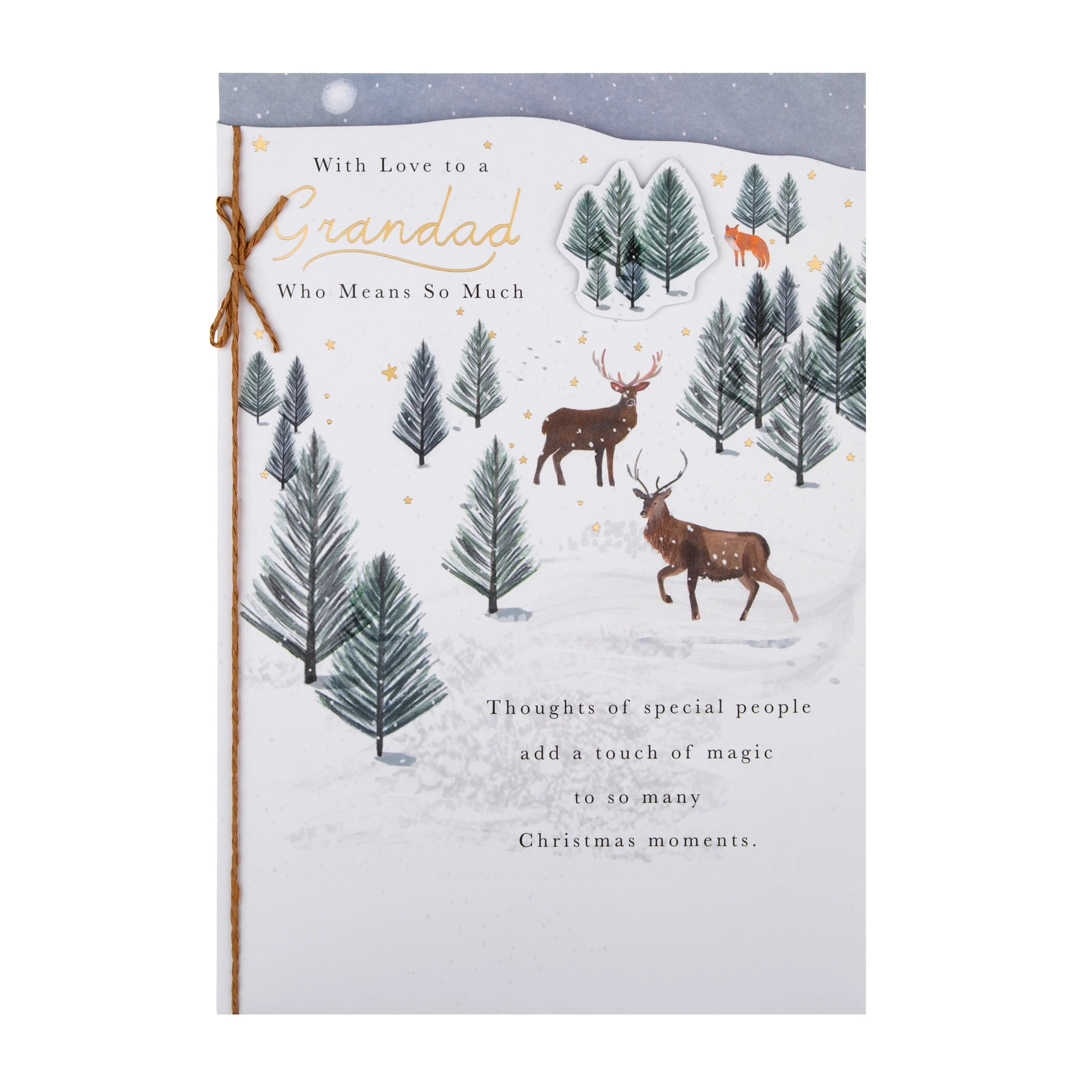 Christmas Card for Grandad - Traditional Winter Reindeers Design - Image 3