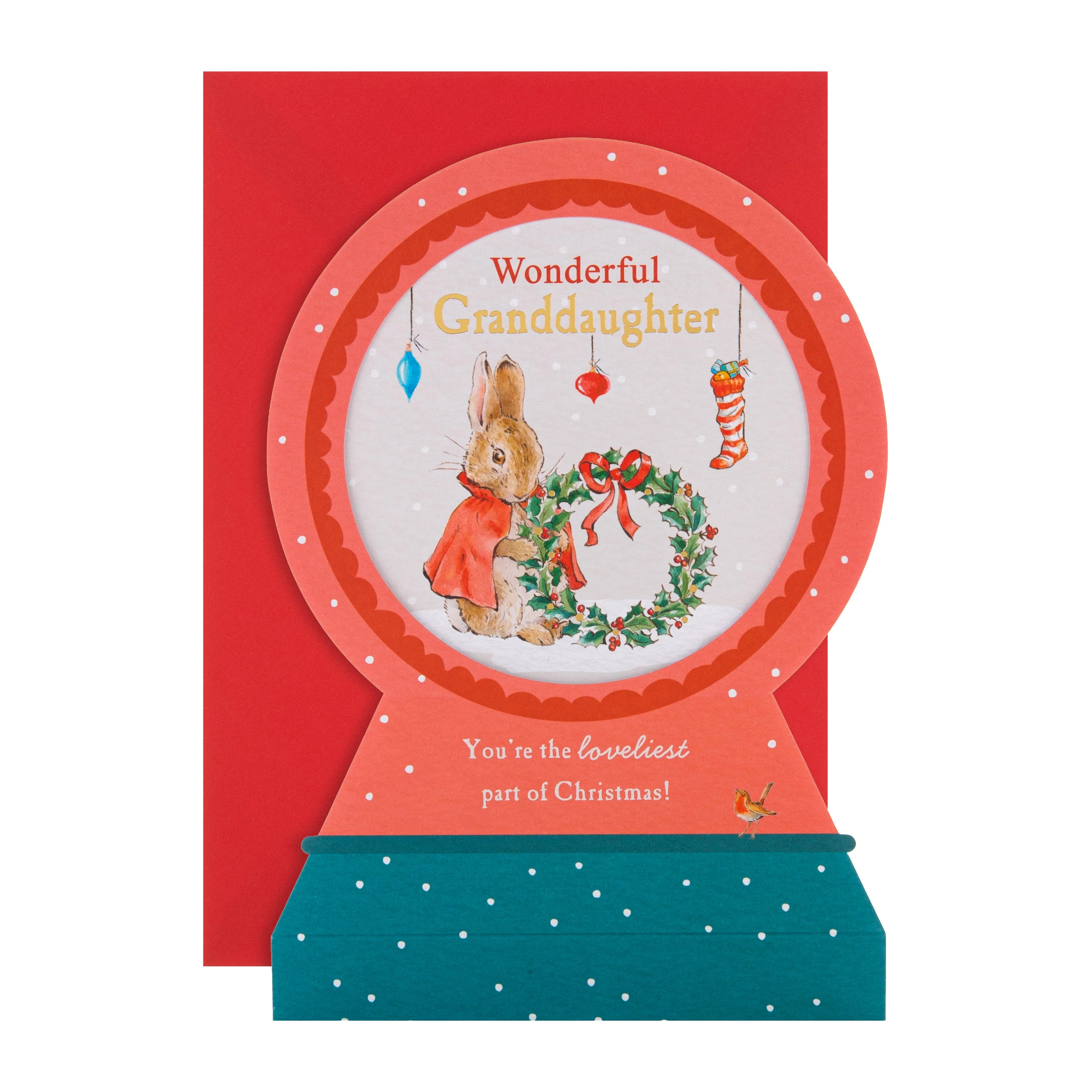 Christmas Card for Granddaughter - 3D & Pop-Up Peter Rabbit™ Snow Globe - Image 2