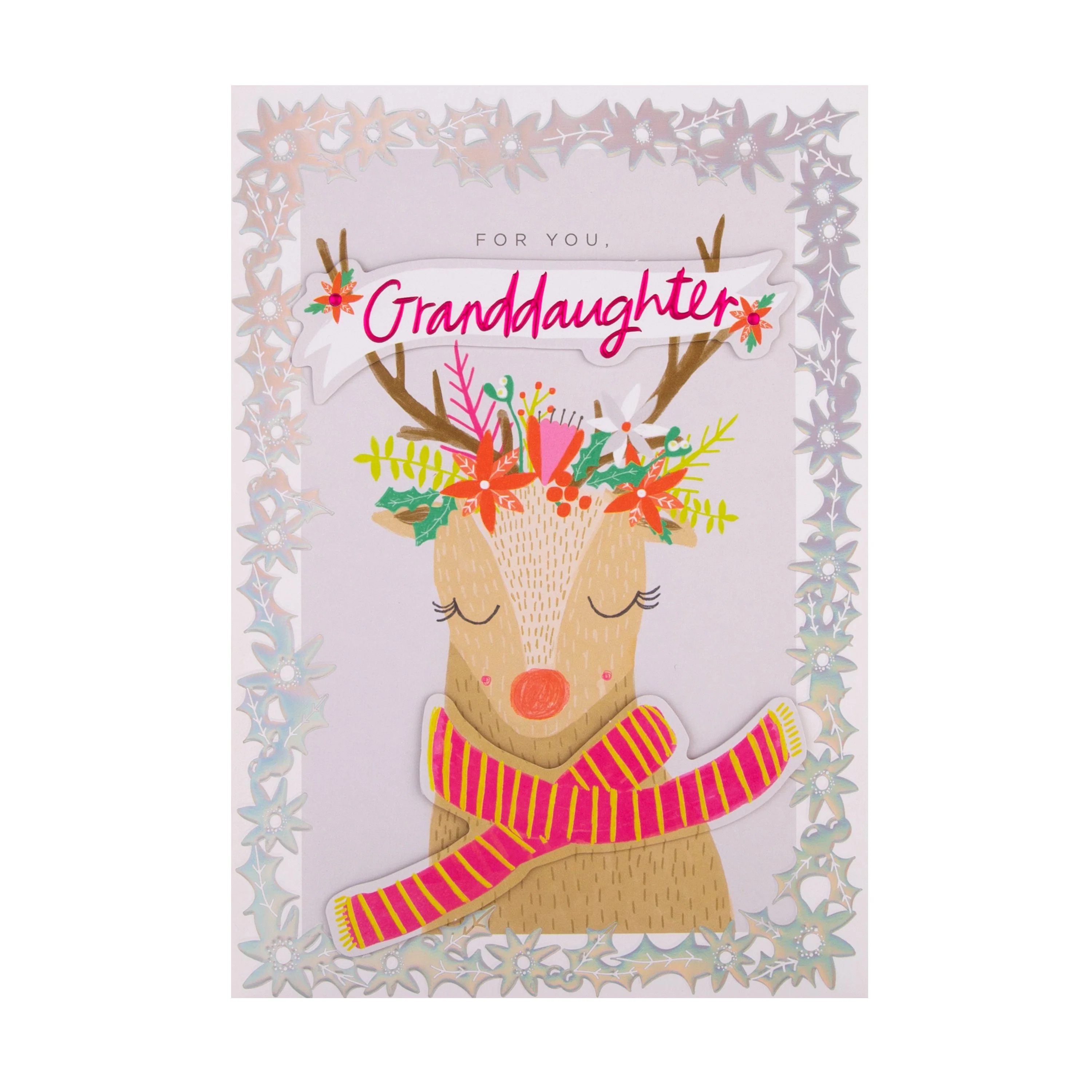 Christmas Card for Granddaughter - Winter Reindeer Design - Image 3