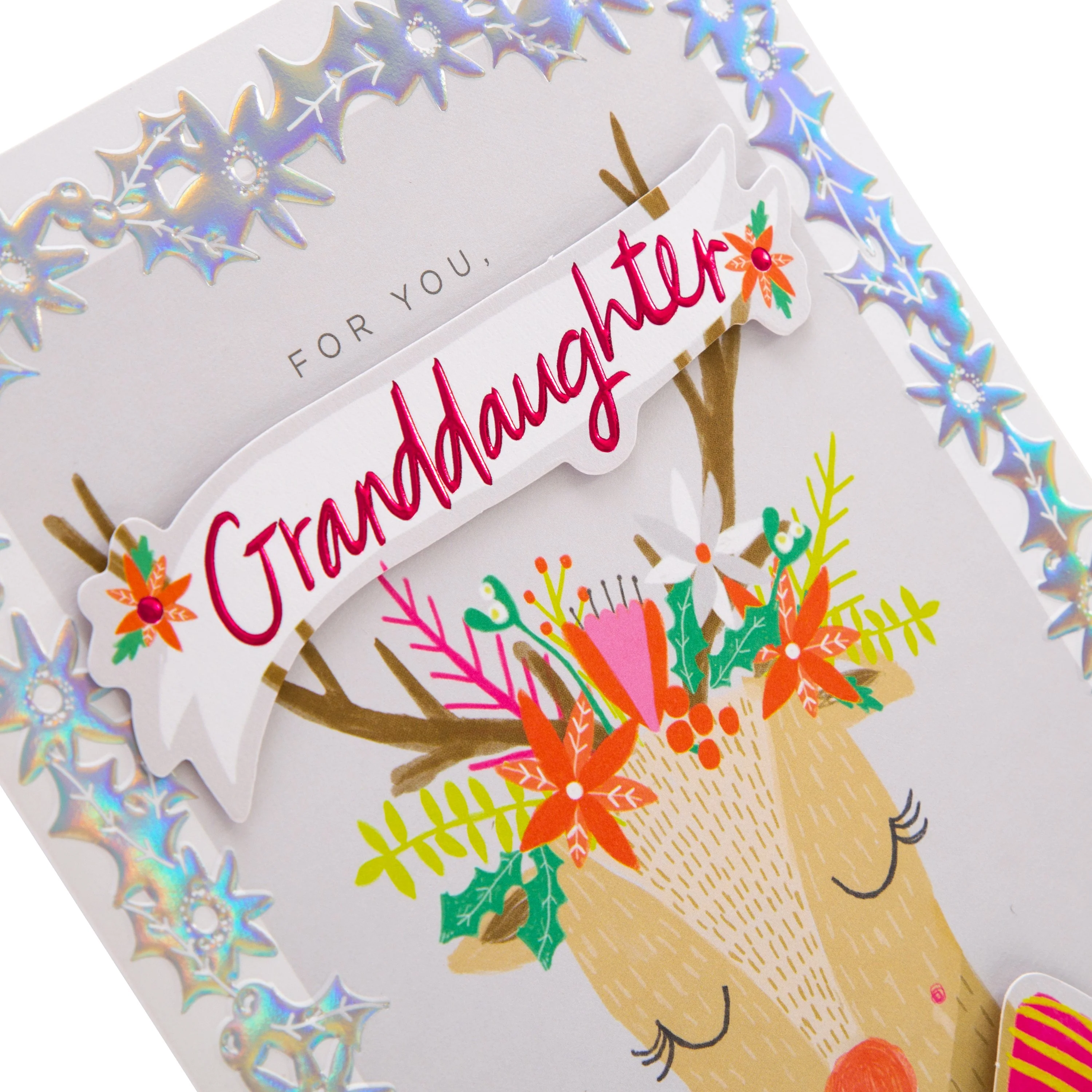 Christmas Card for Granddaughter - Winter Reindeer Design - Image 4