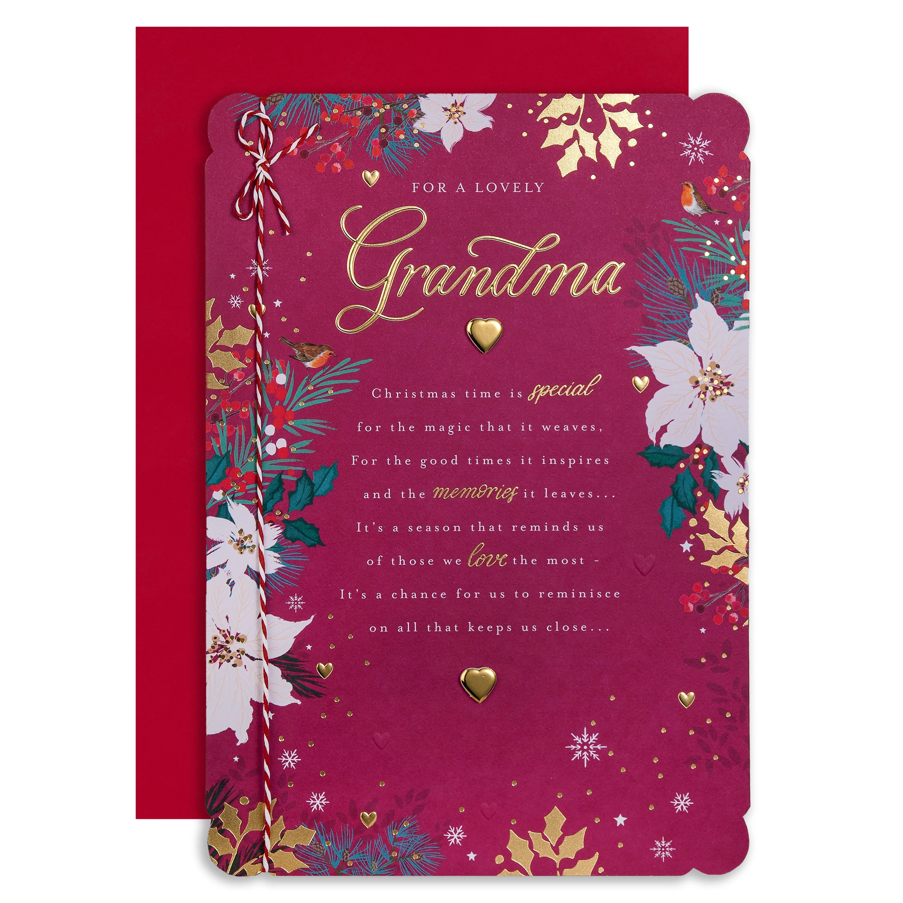 Christmas Card for Grandma - Traditional Winter Florals Design