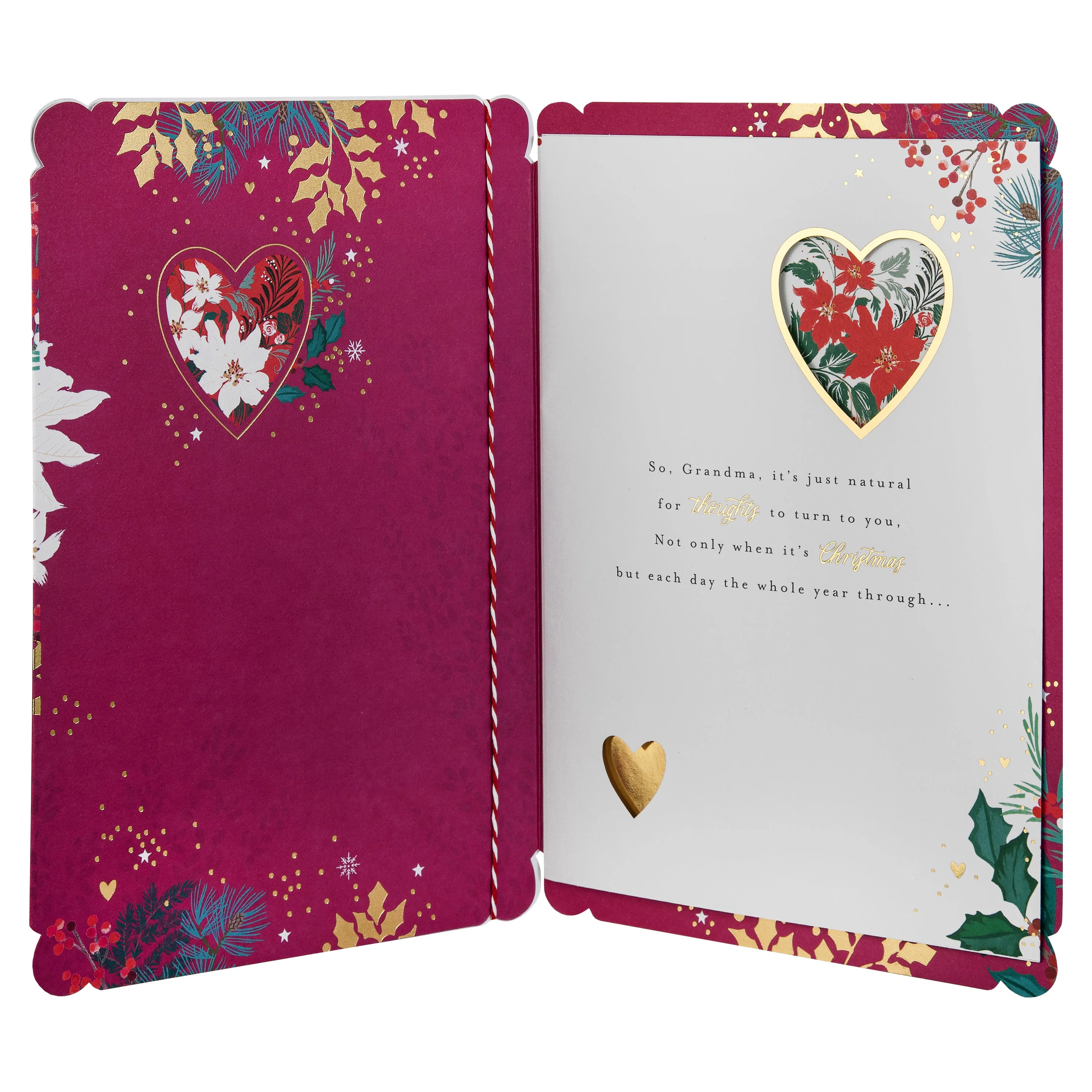 Christmas Card for Grandma - Traditional Winter Florals Design - Image 2