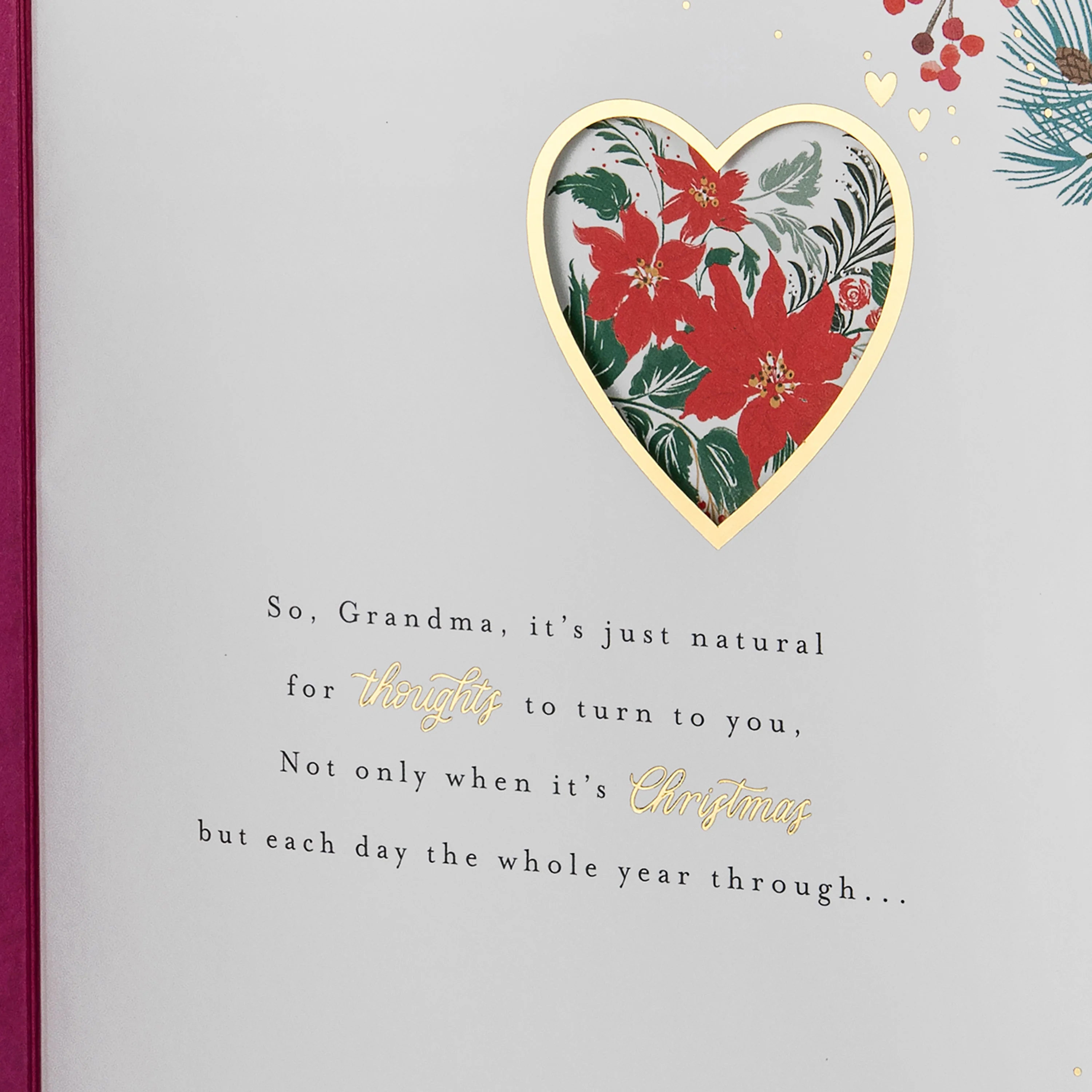 Christmas Card for Grandma - Traditional Winter Florals Design - Image 3