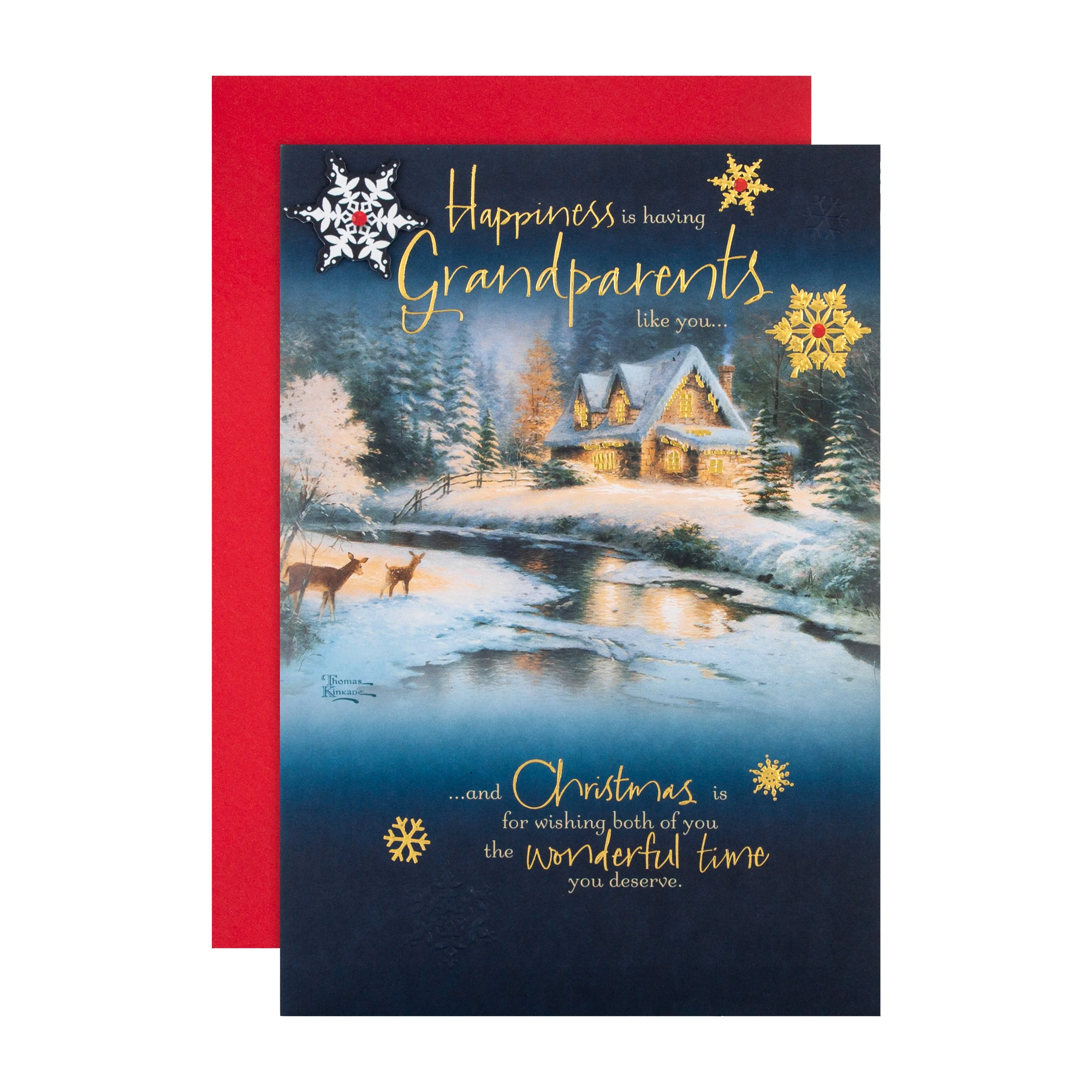 Christmas Card for Grandparents - Thomas Kinkade Winter's Night Design