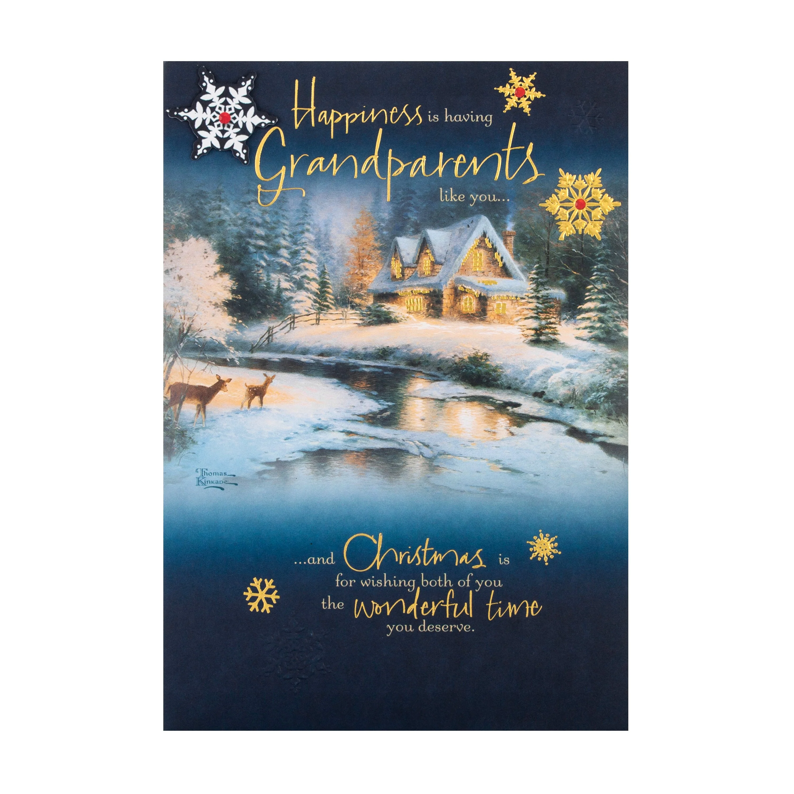 Christmas Card for Grandparents - Thomas Kinkade Winter's Night Design - Image 3