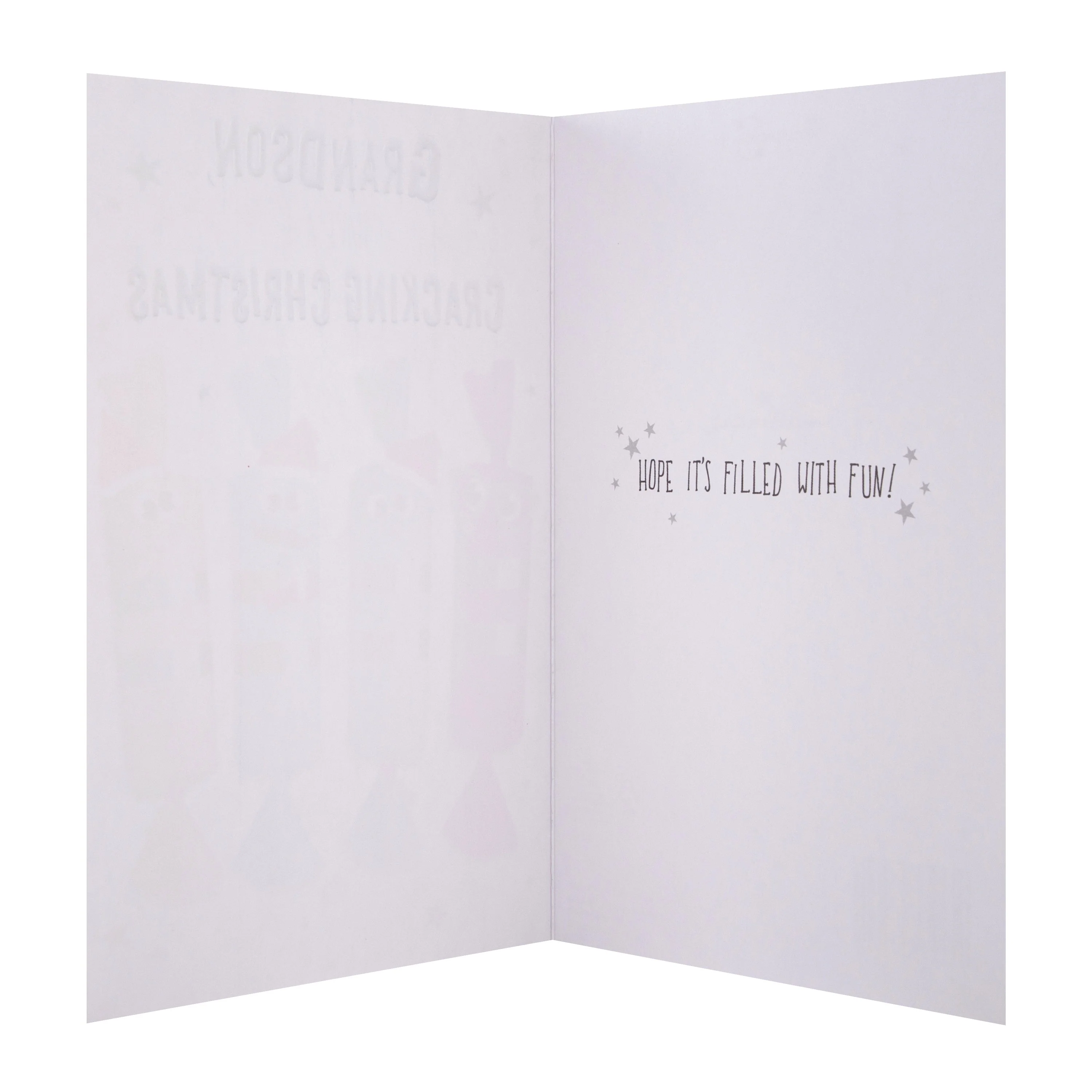 Christmas Card for Grandson - Funny Cracking Crackers Design with Blue Foil - Image 2