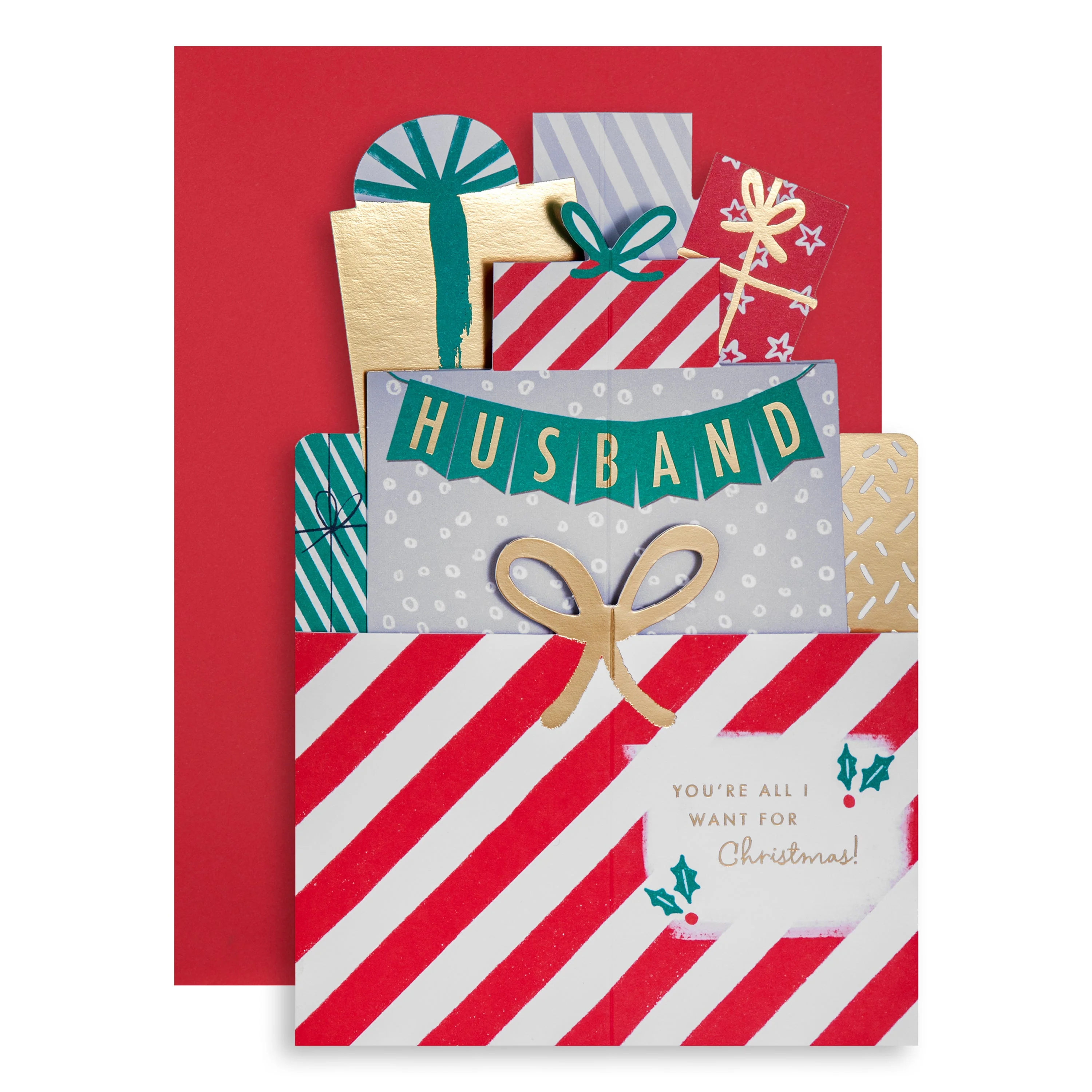 Christmas Card for Husband - 3D Pop-Up Presents Design - Image 2