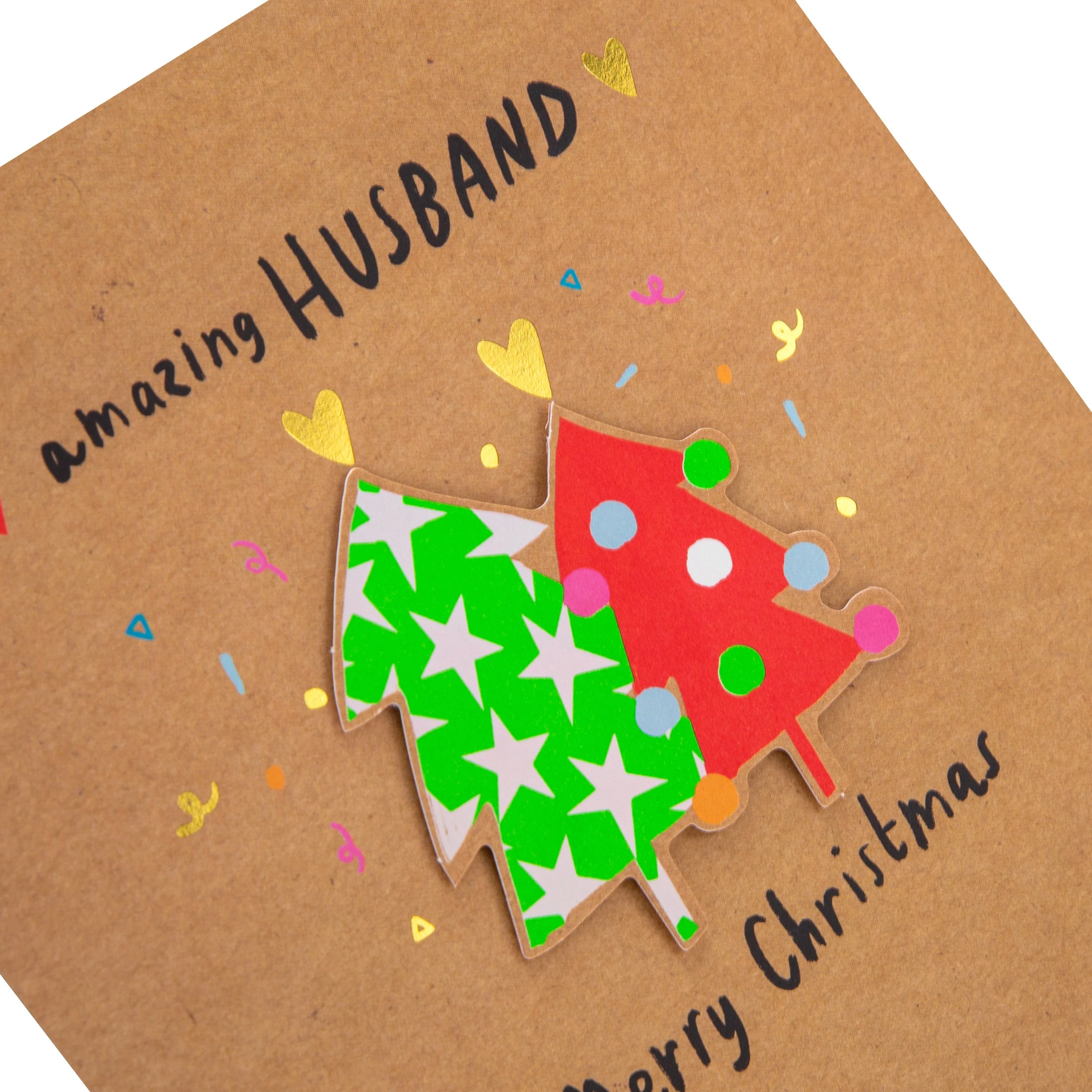 Christmas Card for Husband - Contemporary Colourful Trees Design - Image 3