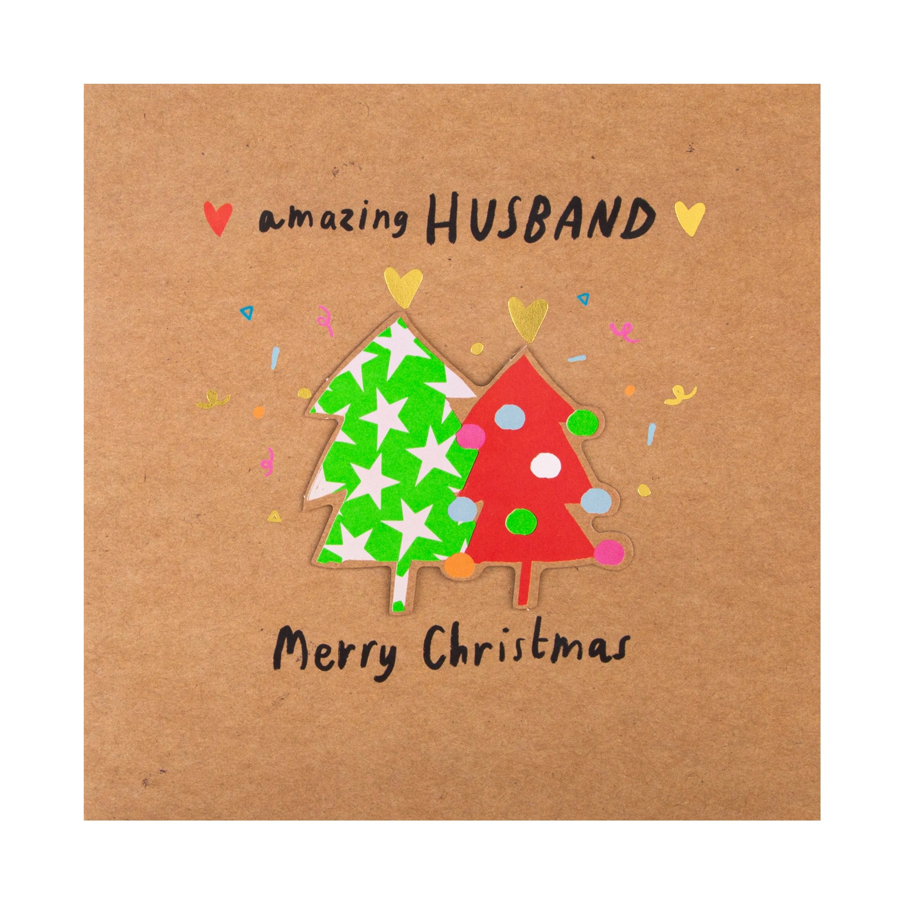 Christmas Card for Husband - Contemporary Colourful Trees Design - Image 4