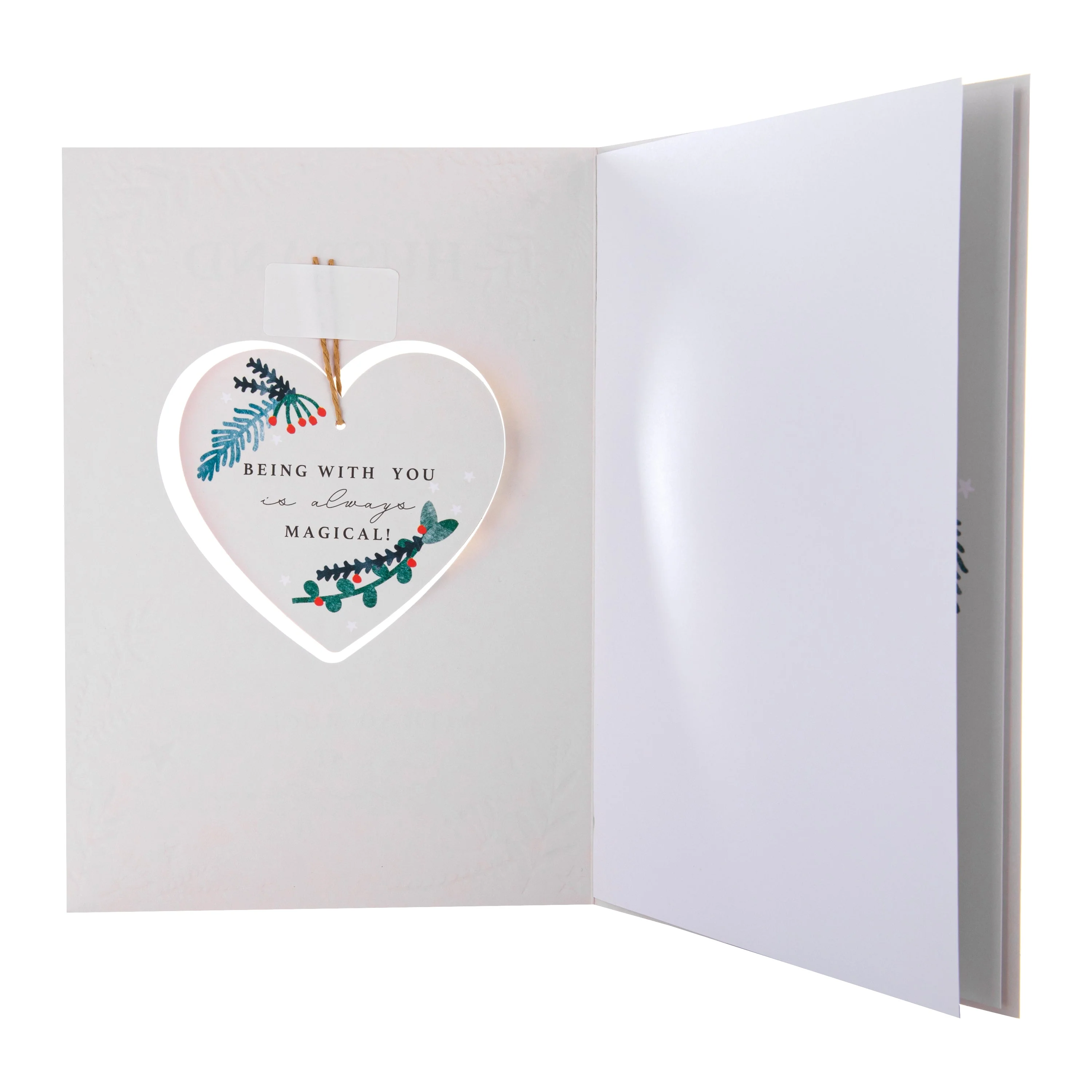Christmas Card for Husband - Traditional Foliage & Bauble Design with Keepsake - Image 2